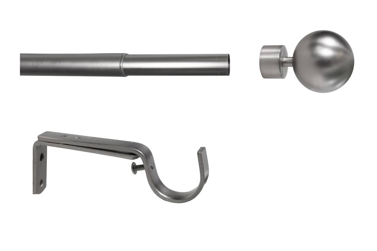 Gardinenstange Edelstahloptik Metall ausziehbar von ca. 190 bis 360 cm 1.0 Läufe