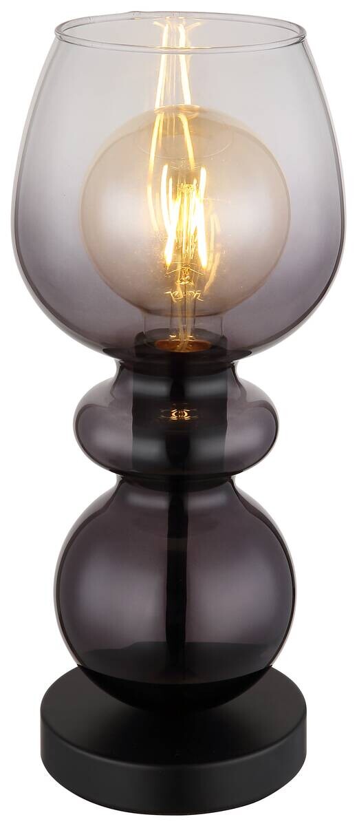 GLOBO Tischleuchte CLARITY 15174T schwarz Rauch Metall H/D: ca. 34,4x15 cm E27 1 Brennstellen