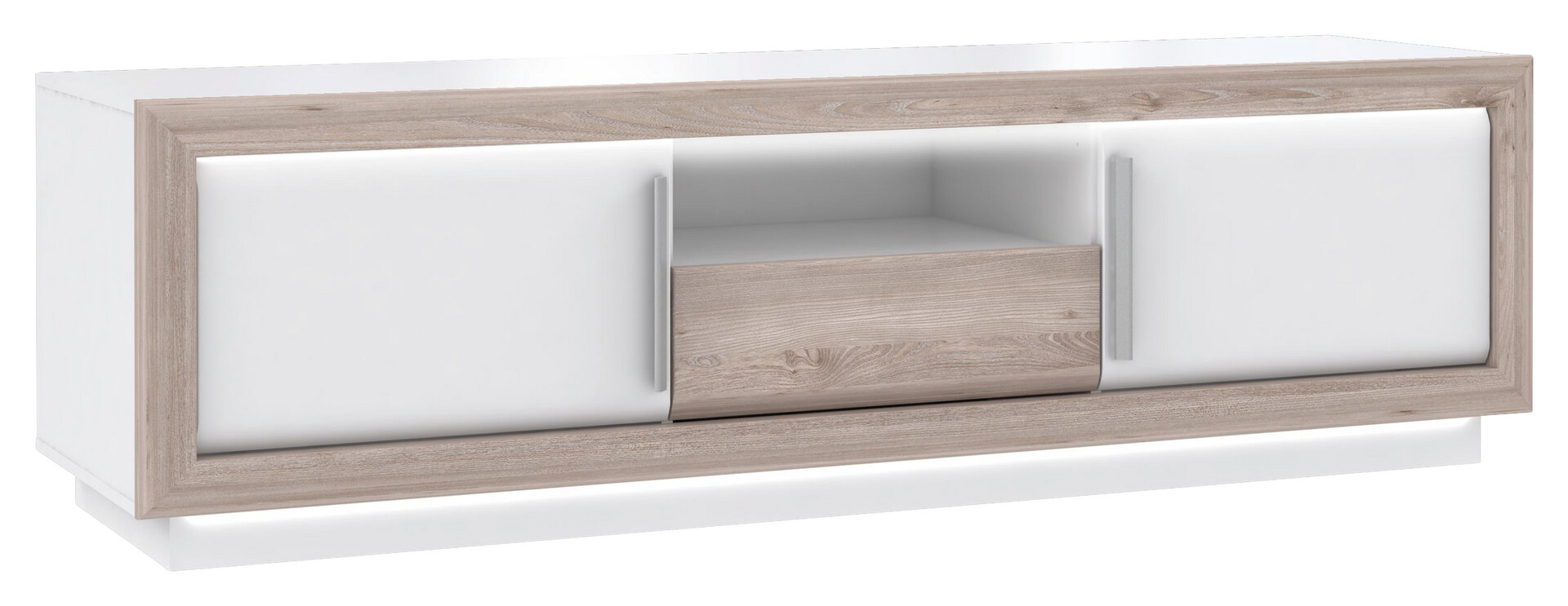 TV-Lowboard  weiß weiß Hochglanz Eiche Nelson Nachbildung B/H/T: ca. 192,7x56,2x53 cm