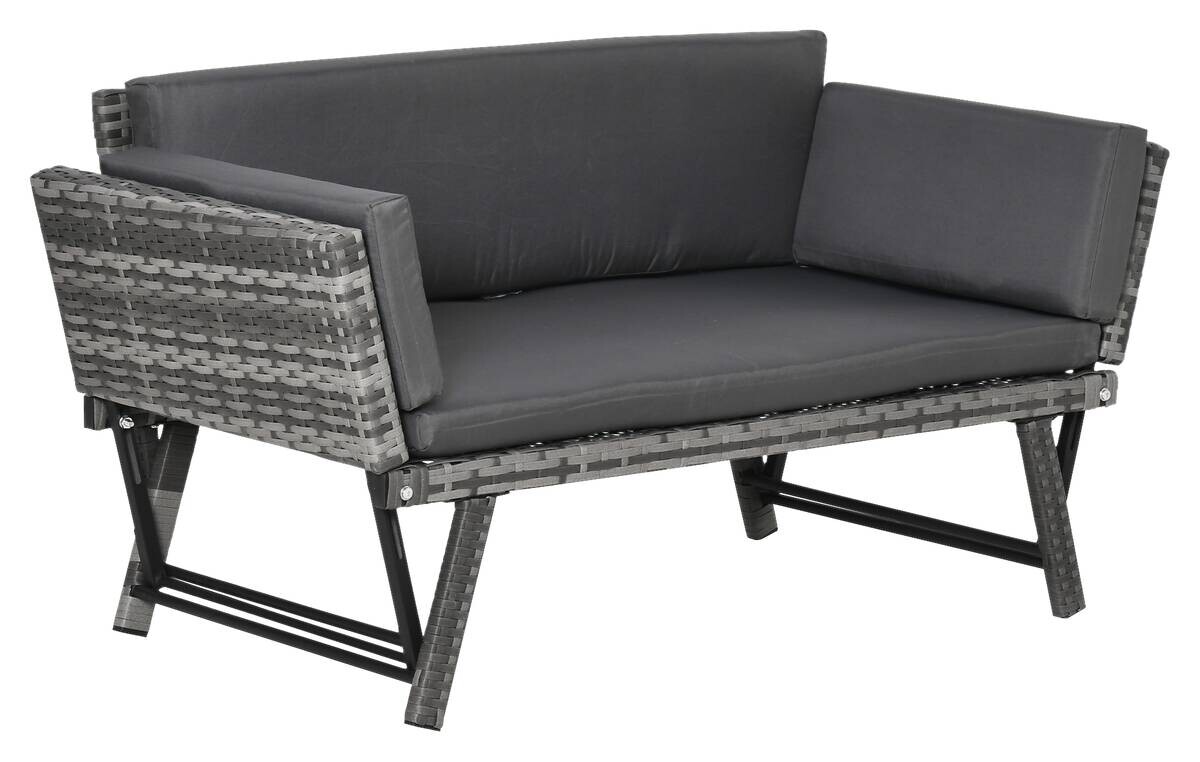 Outsunny Gartensofa grau Polyrattan B/H/L: ca. 63x129x67 cm