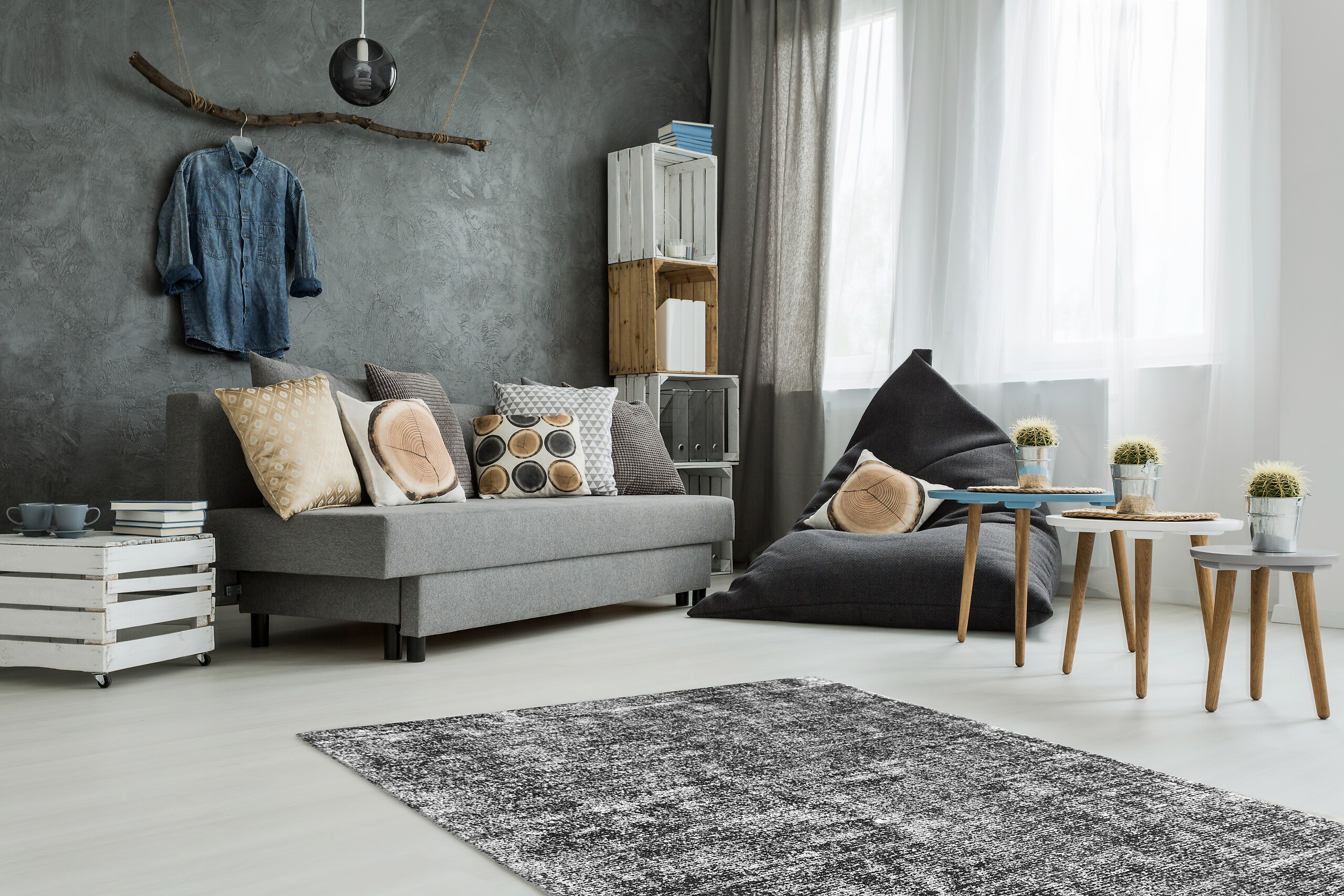 Kayoom Kurzflorteppich Etna 110 anthrazit B/H/L: ca. 120x0,9x170 cm