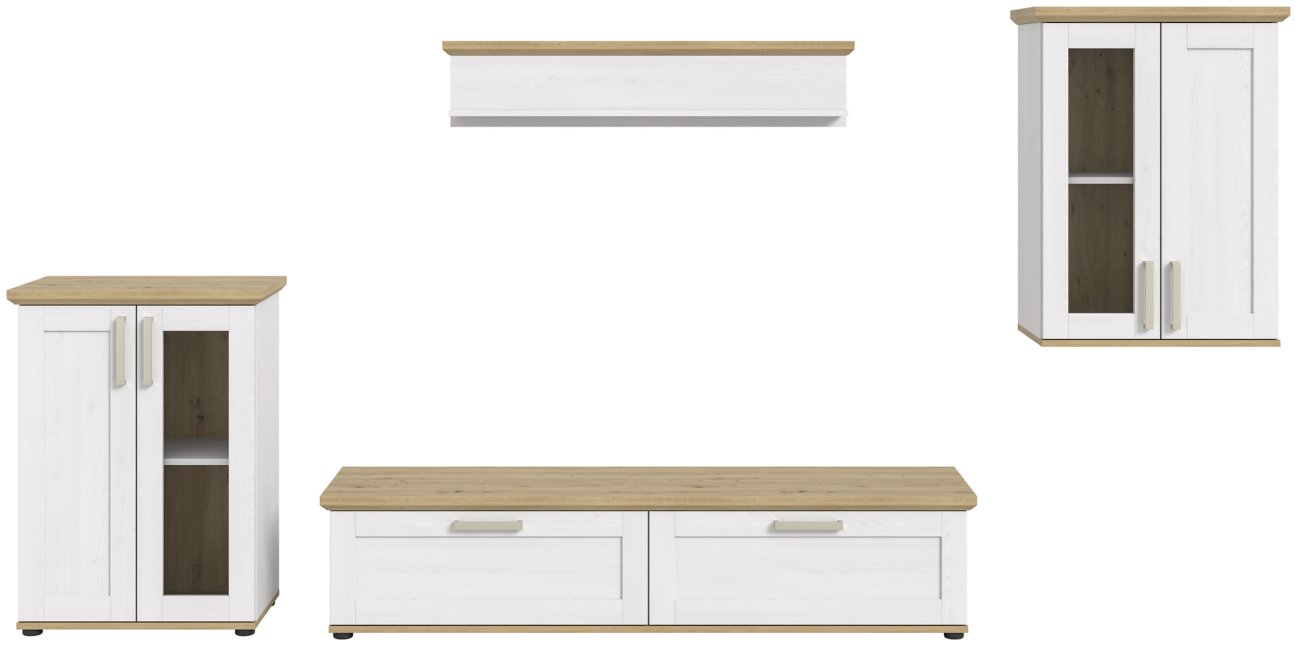 Wohnwand VERONA Lärche Nachbildung Eiche Nachbildung B/H/T: ca. 316x161x40 cm