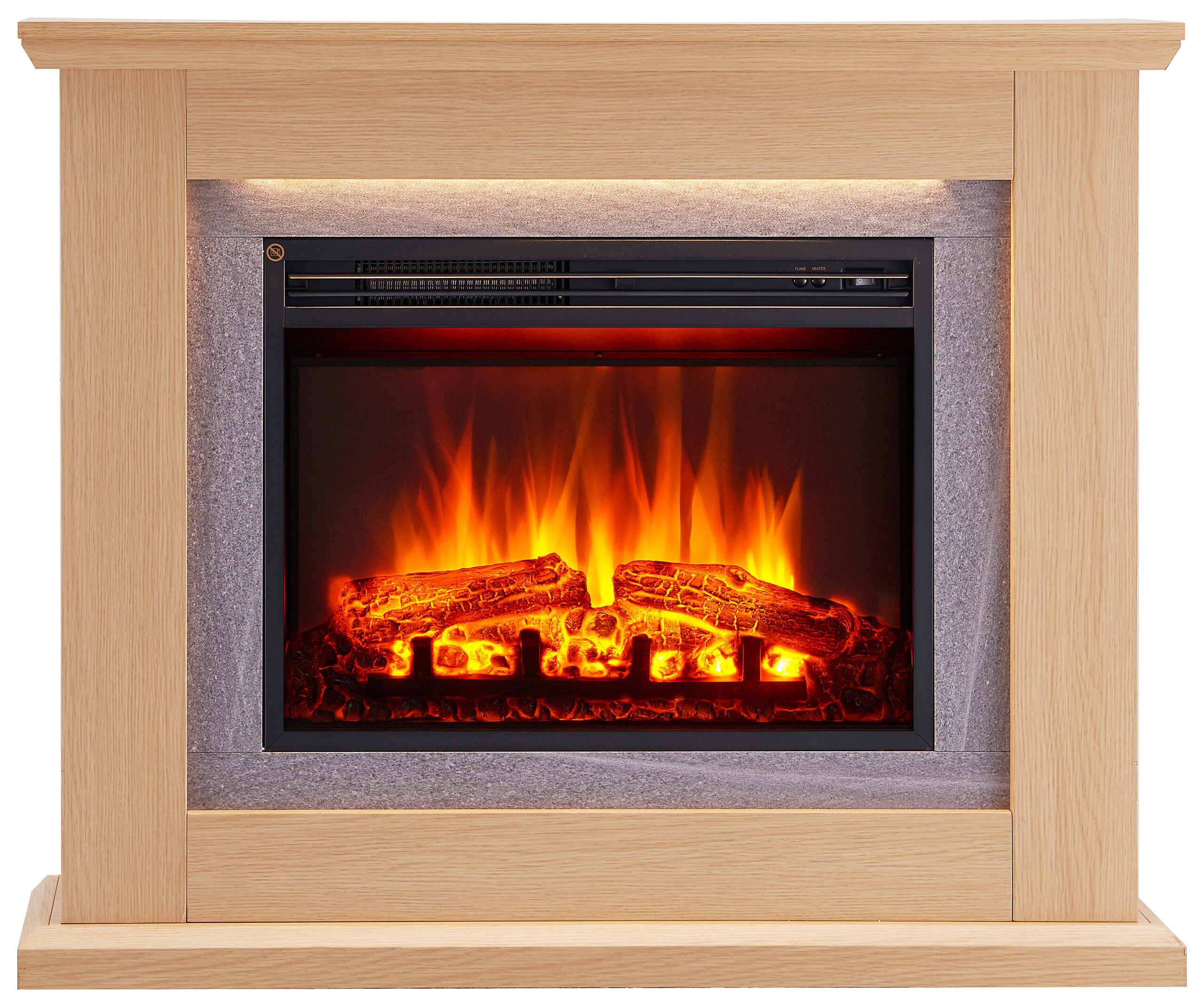 Balderia Elektrischer Kamin Kamin hellbraun MDF B/H/T: ca. 100x84x25 cm