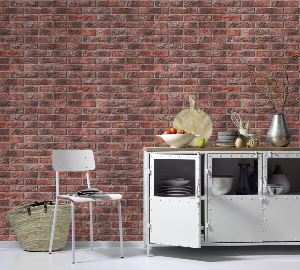 Papiertapete Steinoptik rot B/L: ca. 53x1005 cm