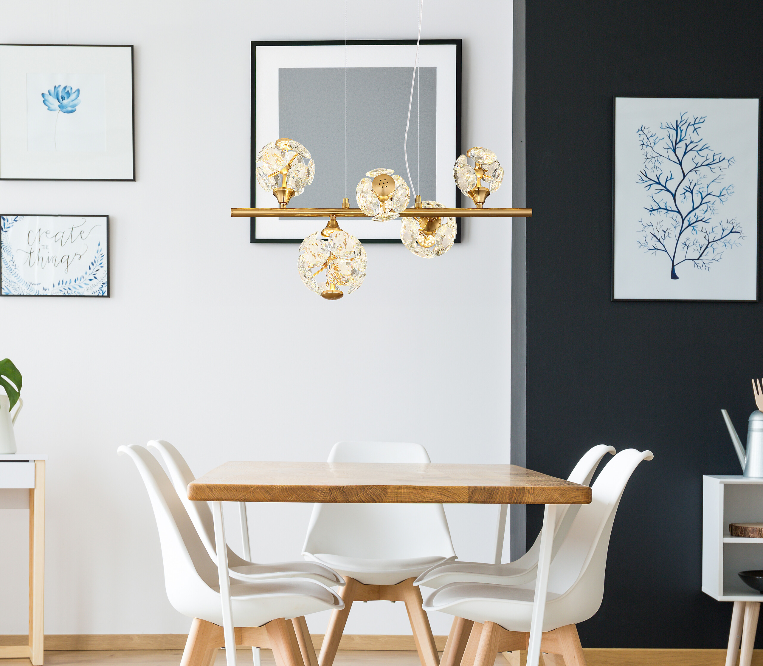 GLOBO Pendelleuchte klar gold Metall B/H/T/L: ca. 31x150x61x61 cm 1.0 Brennstellen