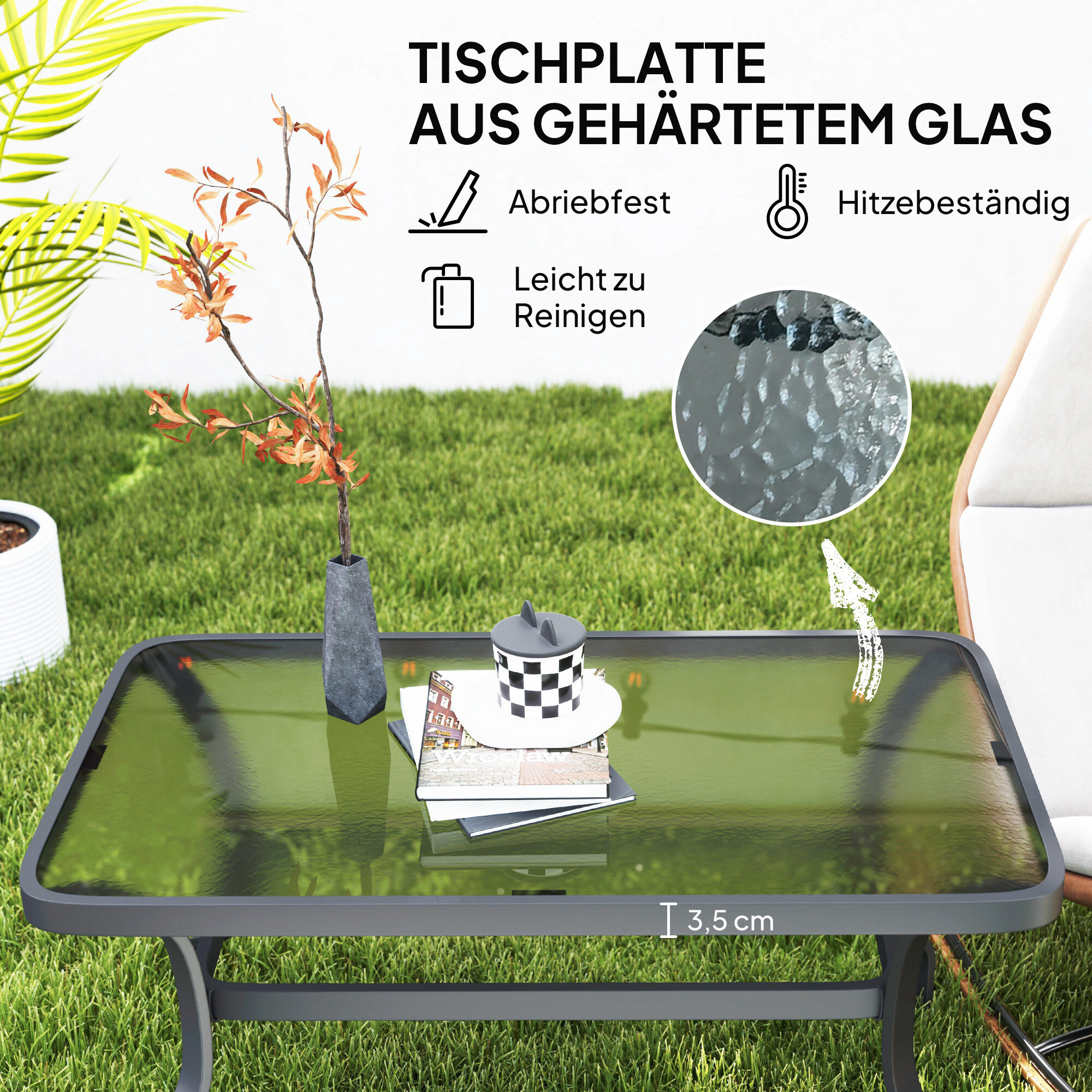 Outsunny Couchtisch schwarz Metall B/H/L: ca. 55x46x95 cm