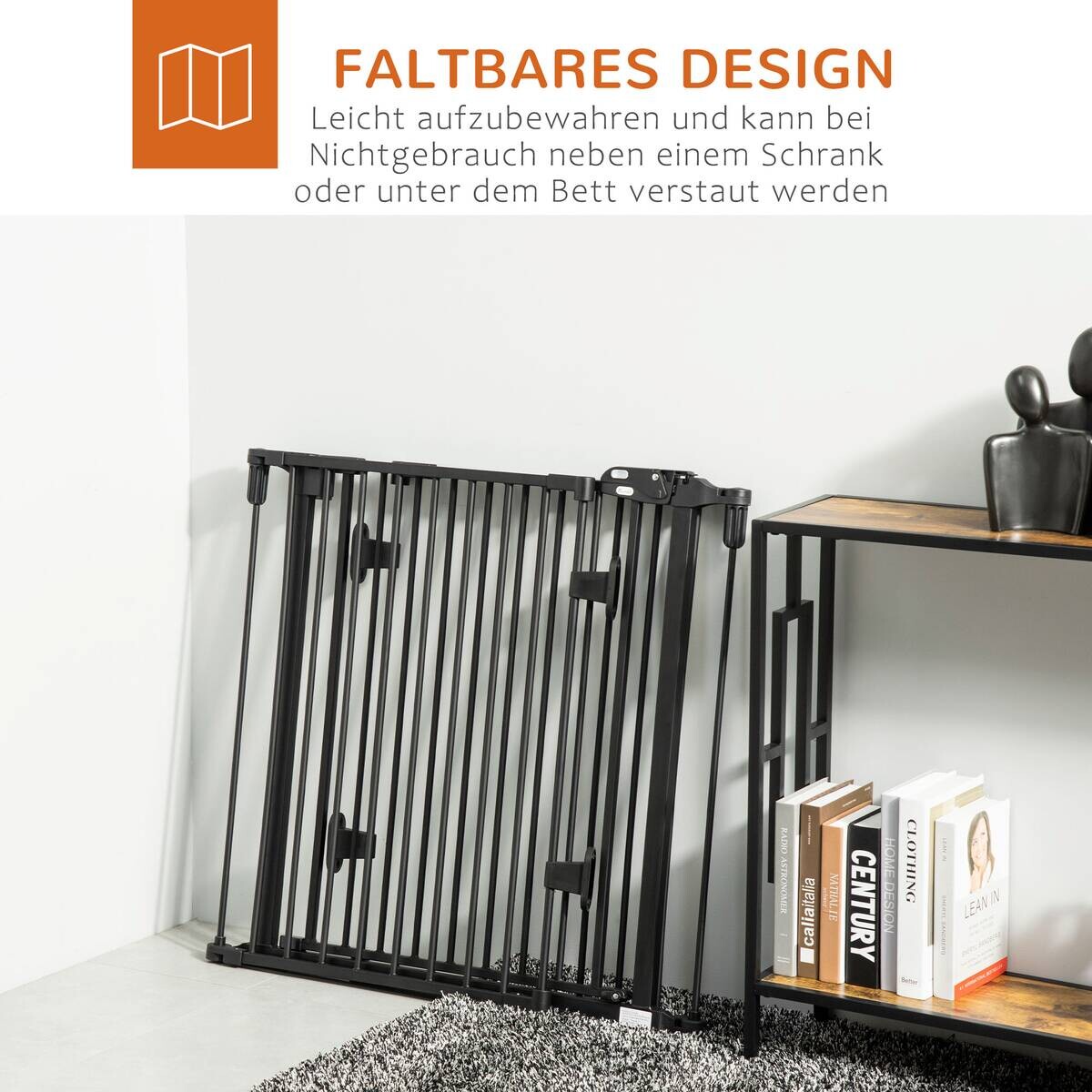 PawHut Hunde-Schutzgitter schwarz Kunststoff B/H/L: ca. 2x202,5x76 cm