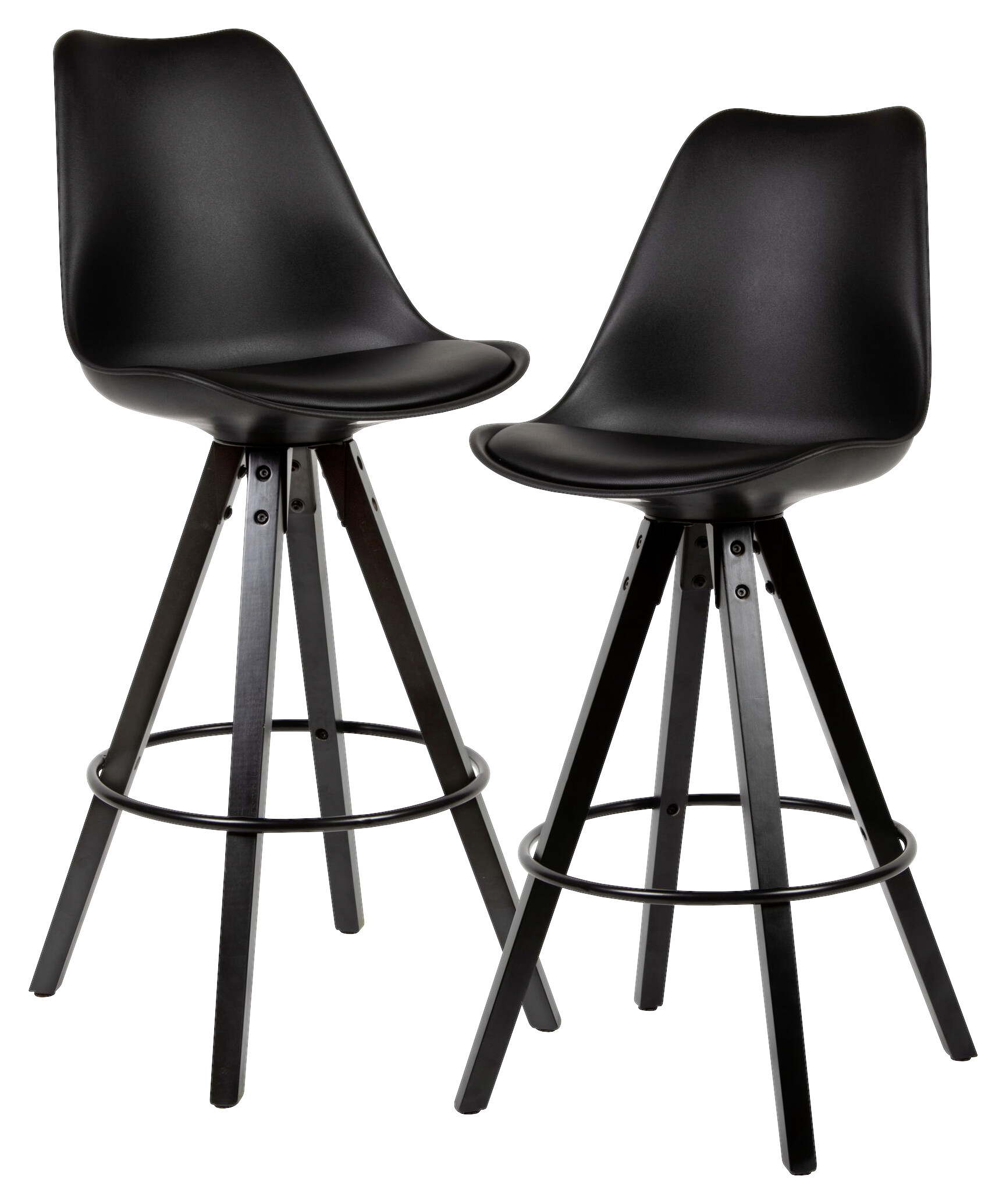 Barhocker 2er-Set schwarz Kunstleder B/H/T: ca. 44x113x39 cm