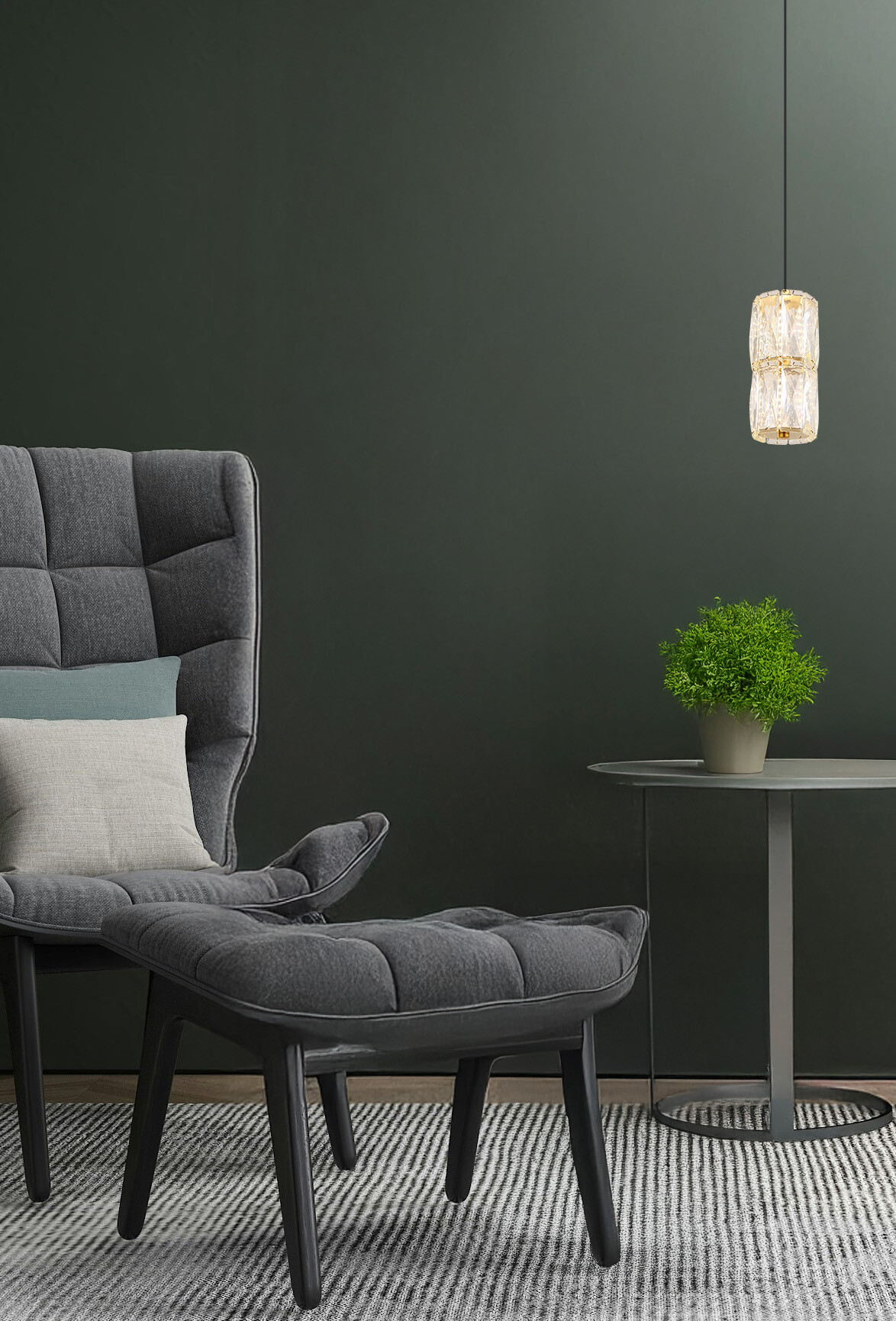 GLOBO Pendelleuchte gold mattschwarz klar Metall Glas H/D: ca. 150x14 cm 1.0 Brennstellen