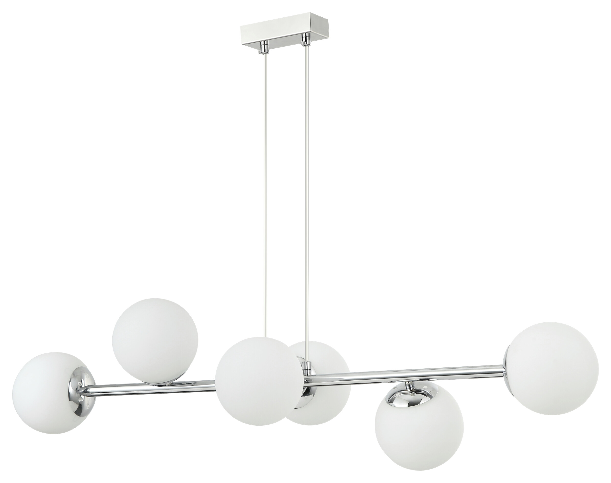 Lamkur Hängeleuchte Maddie Chrom Glas Stahl B/H/L: ca. 111x40x96 cm E14 6 Brennstellen