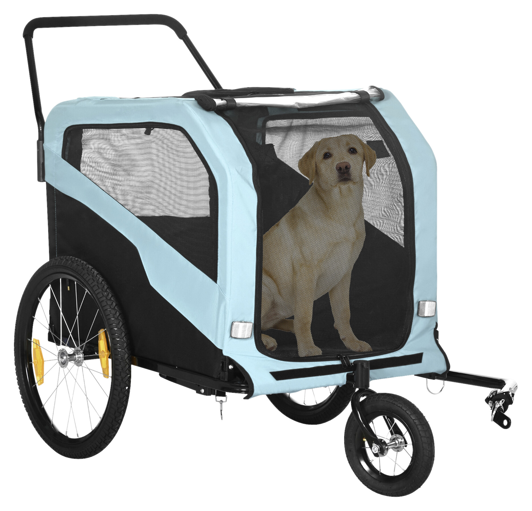 PawHut Hundeanhänger blau Polyester-Mischgewebe B/H/L: ca. 77x90x170 cm