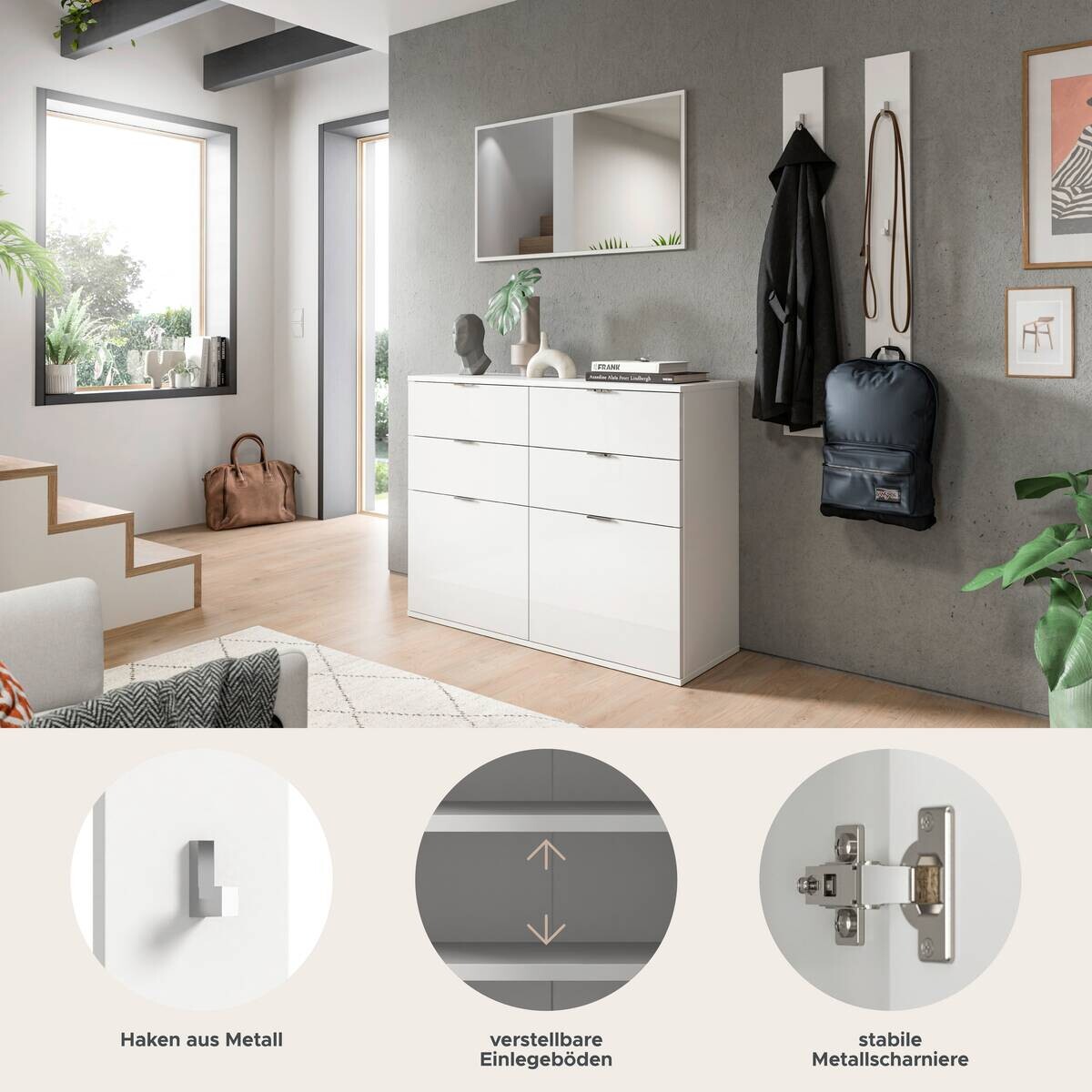 Garderobe Projekt X weiß weiß Hochglanz B/H/T: ca. 171x191x37 cm