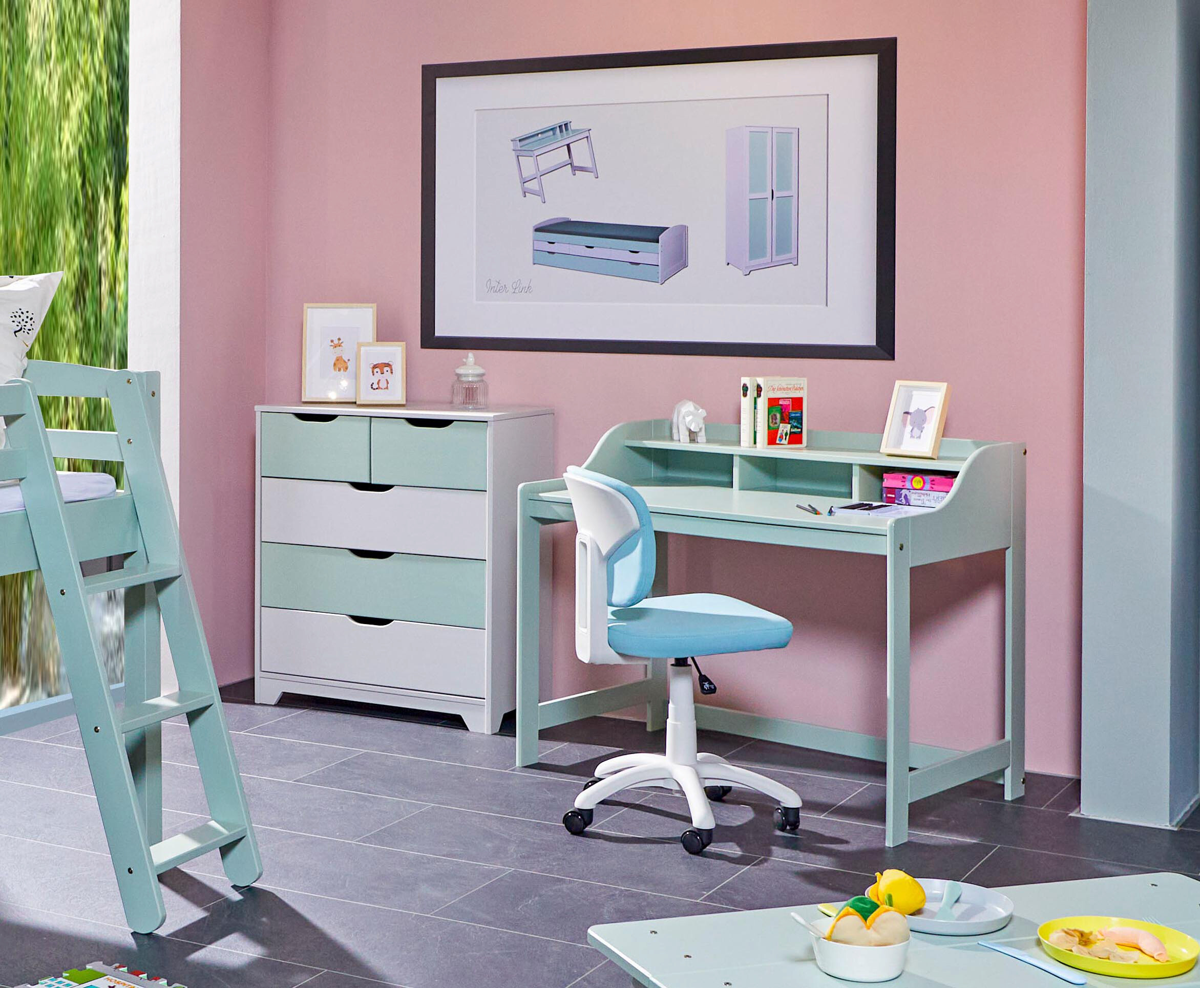 Kinder-Schreibtisch Conversation Desk grün lackiert B/H/L: ca. 68,4x90,6x110 cm