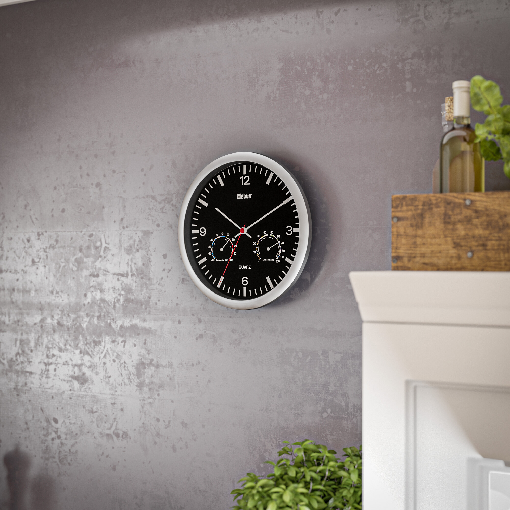 Mebus Wanduhr schwarz D: ca. 25 cm Mebus Wanduhr schwarz D: ca. 25 cm
