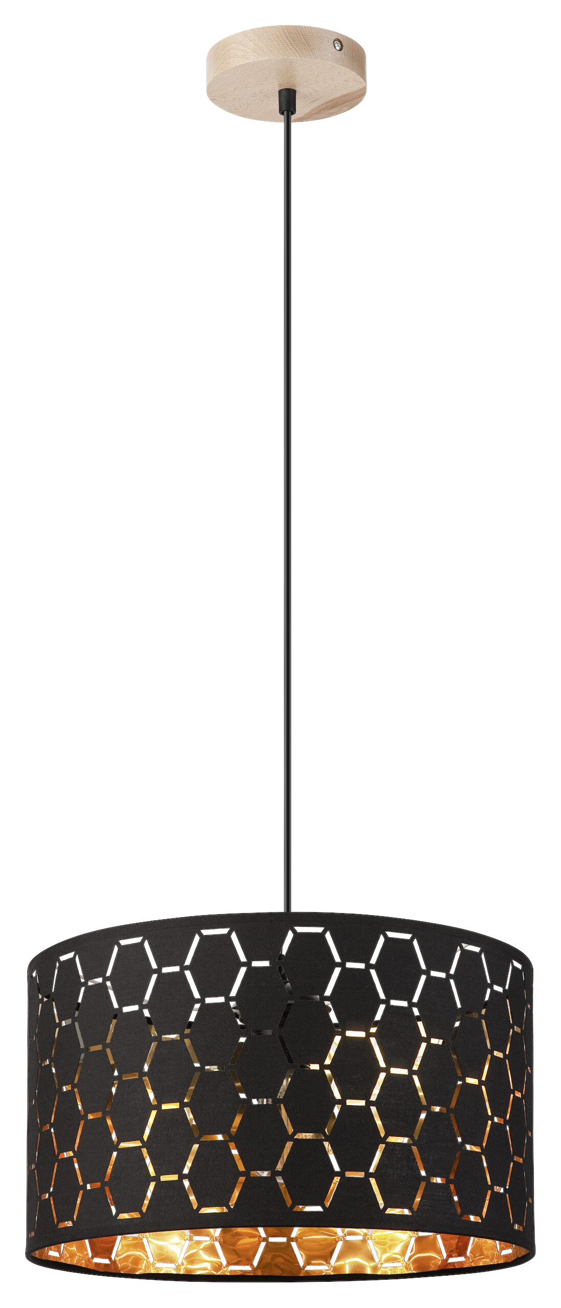 Lamkur Pendelleuchte schwarz Holz B/H/L: ca. 37x23x37 cm E27 1 Brennstellen