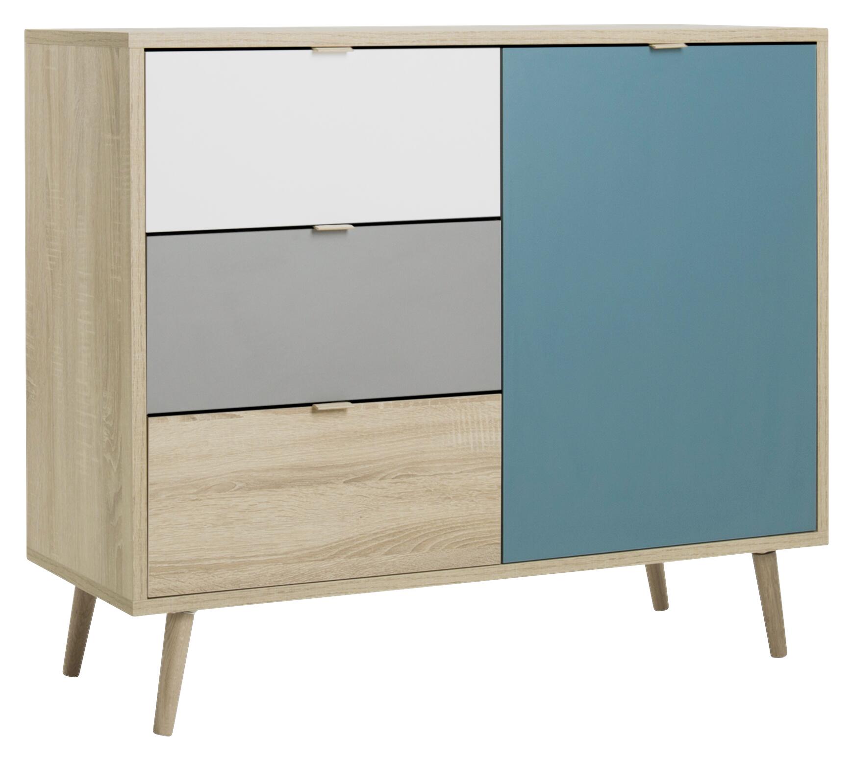 Kommode Cuba Eiche Sonoma Nachbildung weiß grau petrol B/H/T: ca. 103x87x40 cm