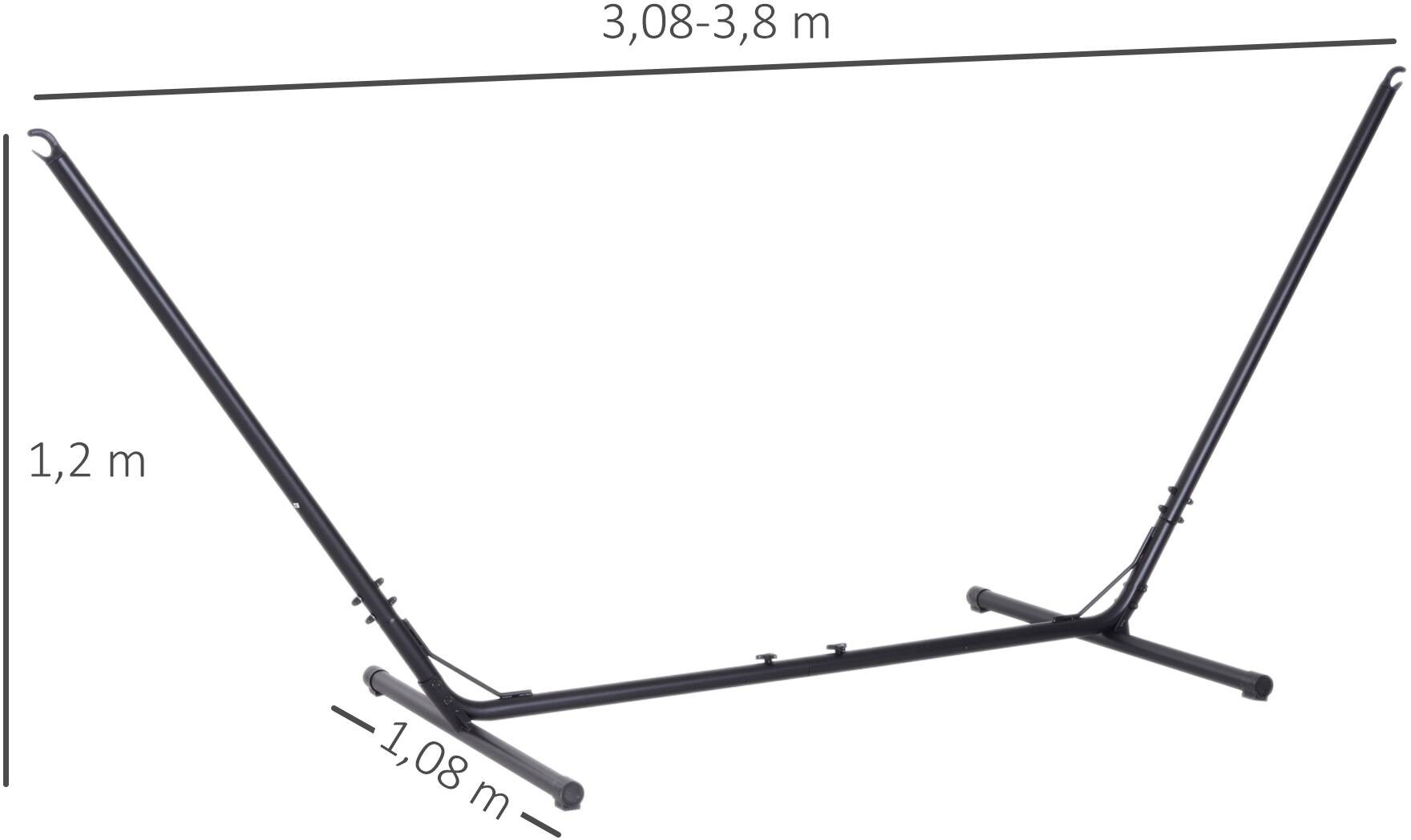 Outsunny Hängemattengestell schwarz Metall B/H/L: ca. 108x120x380 cm