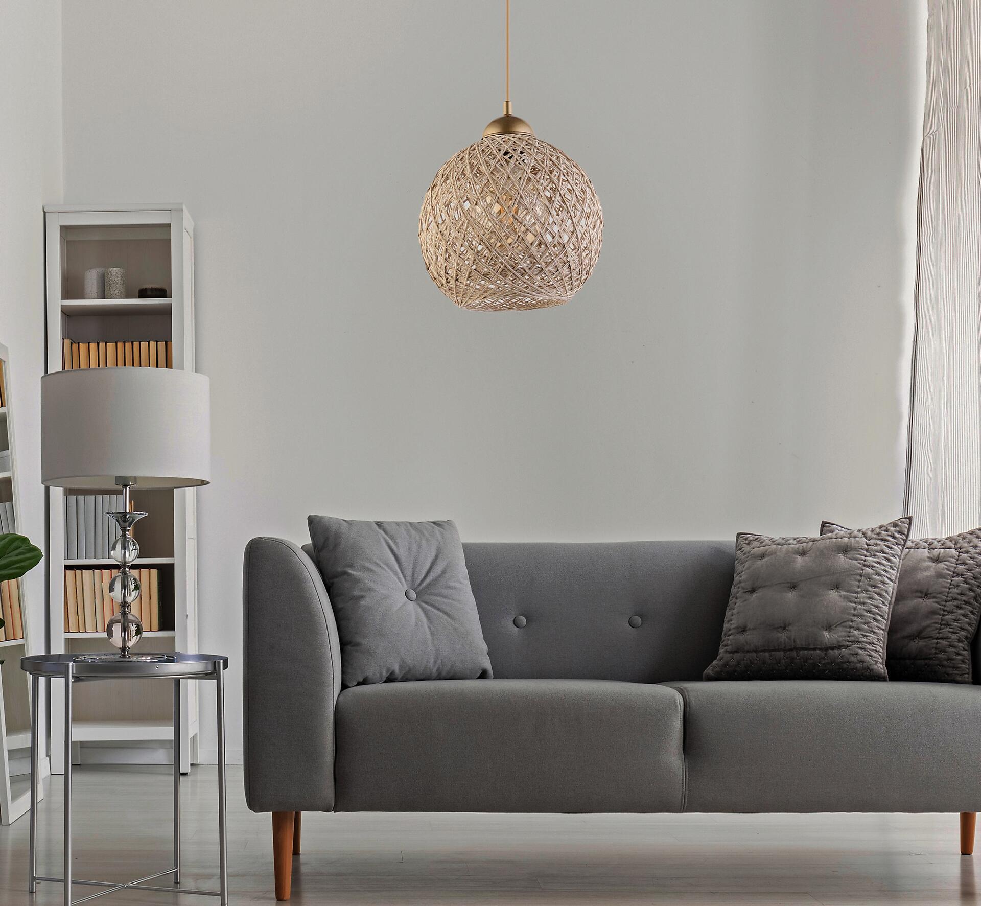 Opviq Pendelleuchte weiß braun B/H/T/L: ca. 22x55x24x22 cm E27 1 Brennstellen