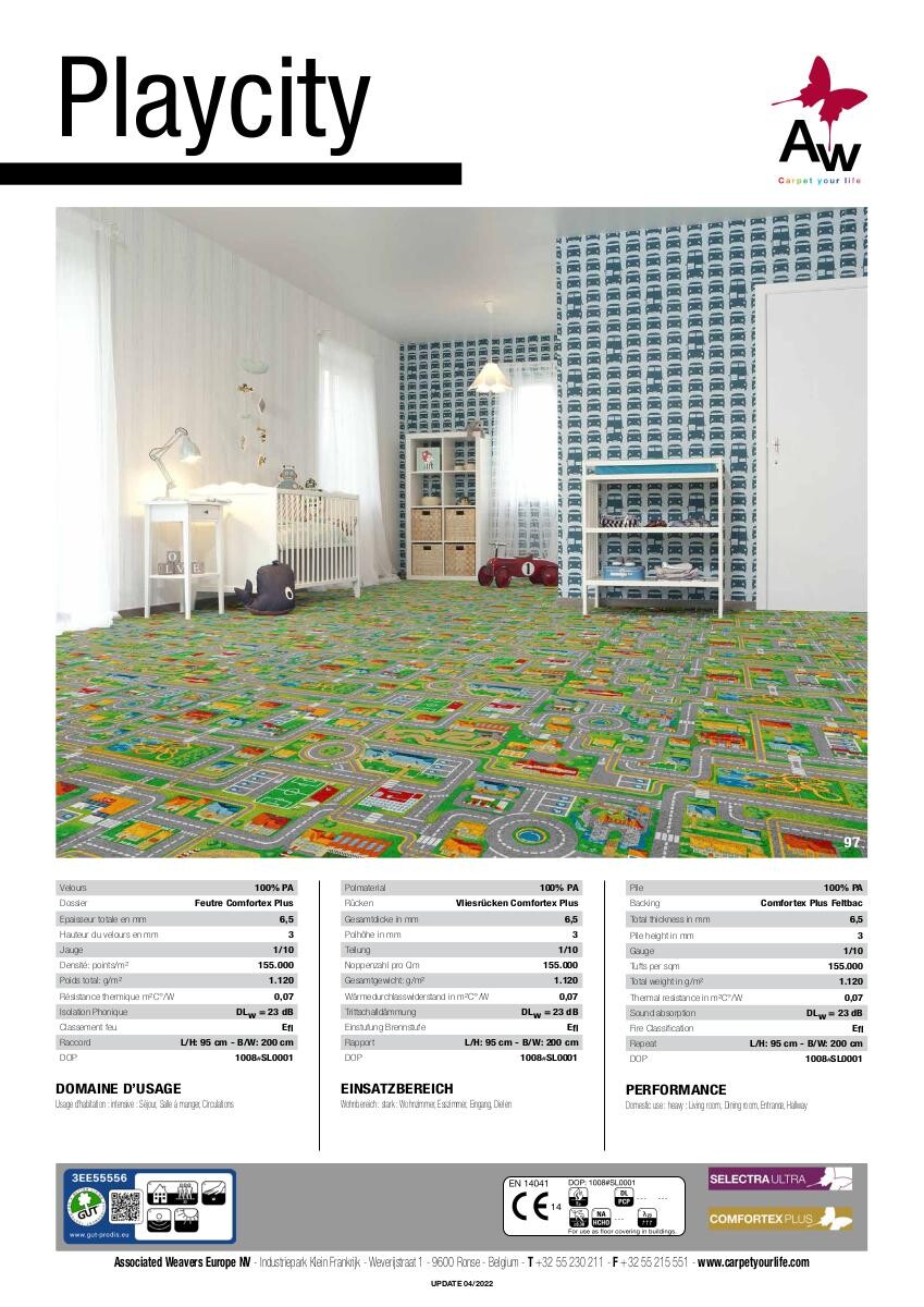 Teppichboden Playcity grün B: ca. 400 cm pro m²