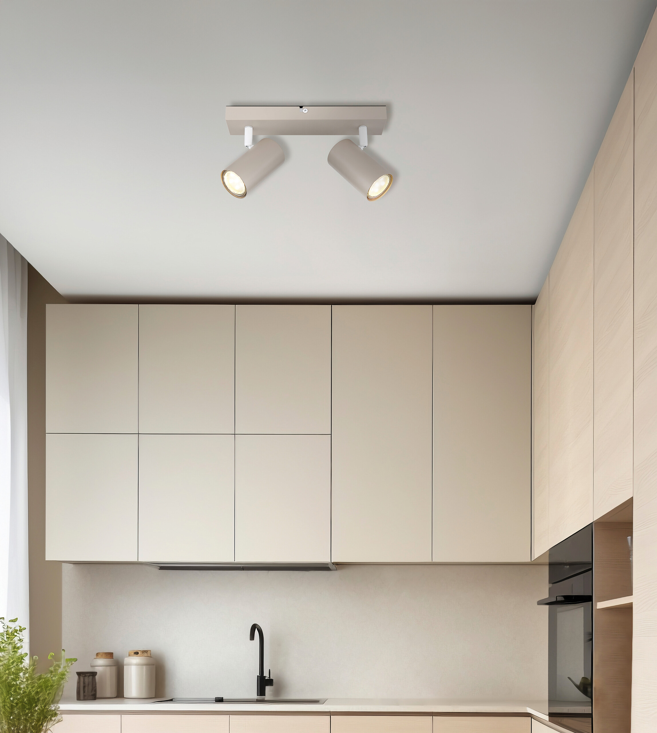 GLOBO Spot sand weiß Metall B/H/L: ca. 26x6x12 cm GU10 2 Brennstellen