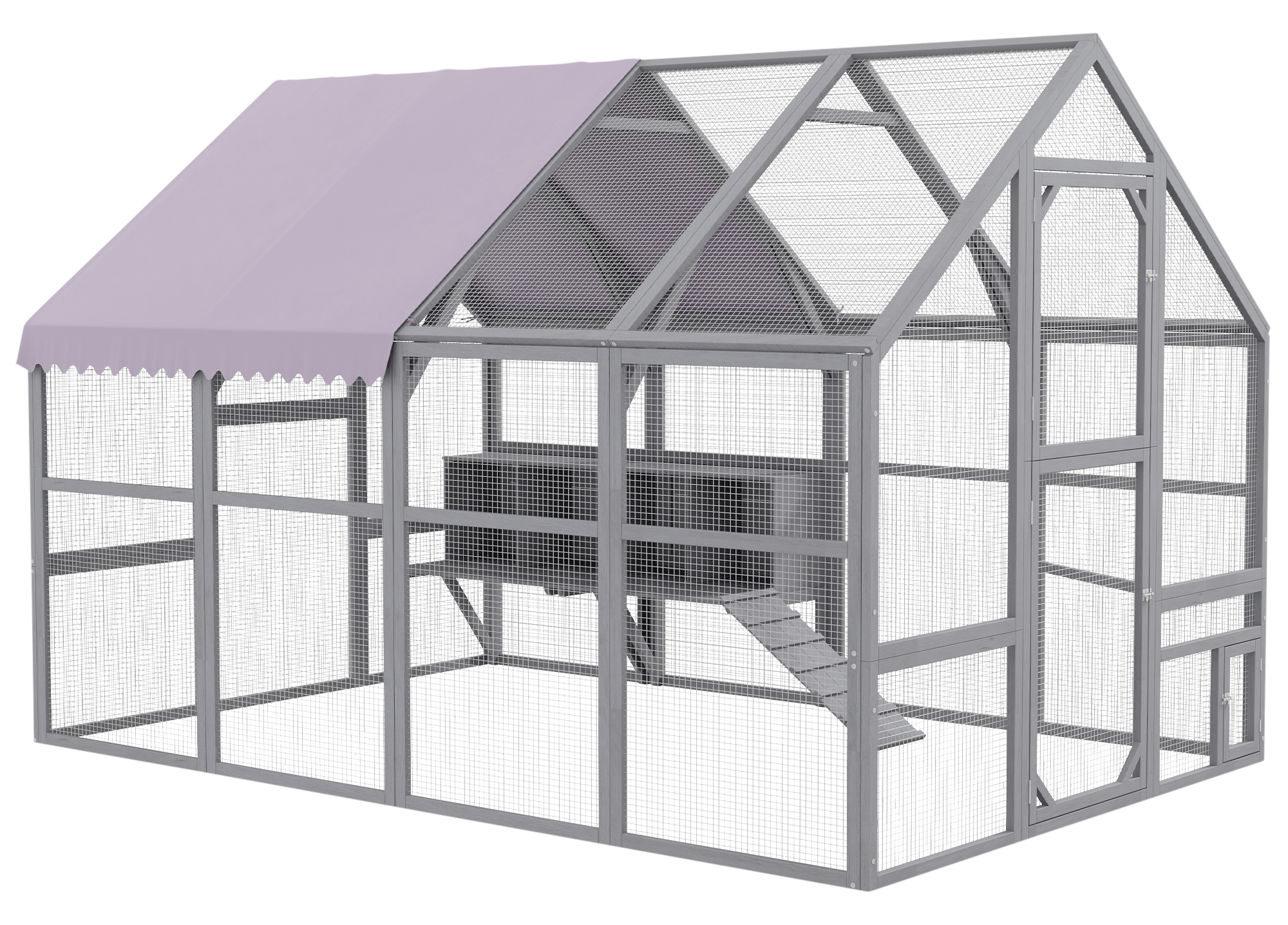 PawHut Hühnerstall grau Metall B/H/L: ca. 185,5x188x280 cm