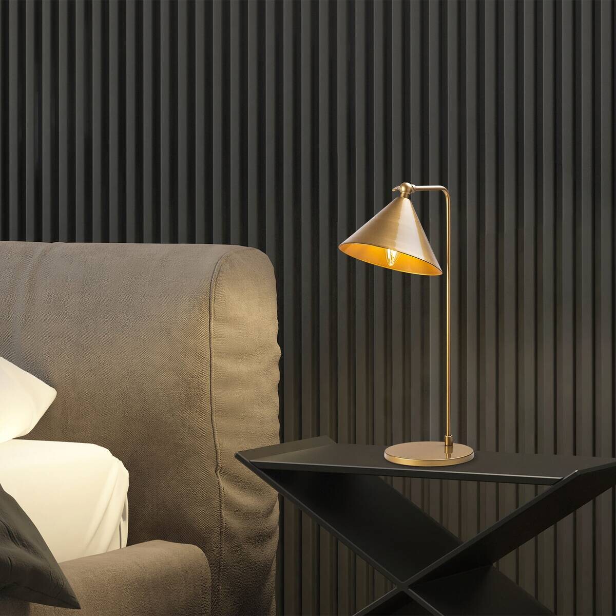 Opviq Tischleuchte gold Metall B/H/L: ca. 26x50x24 cm E14 1 Brennstellen