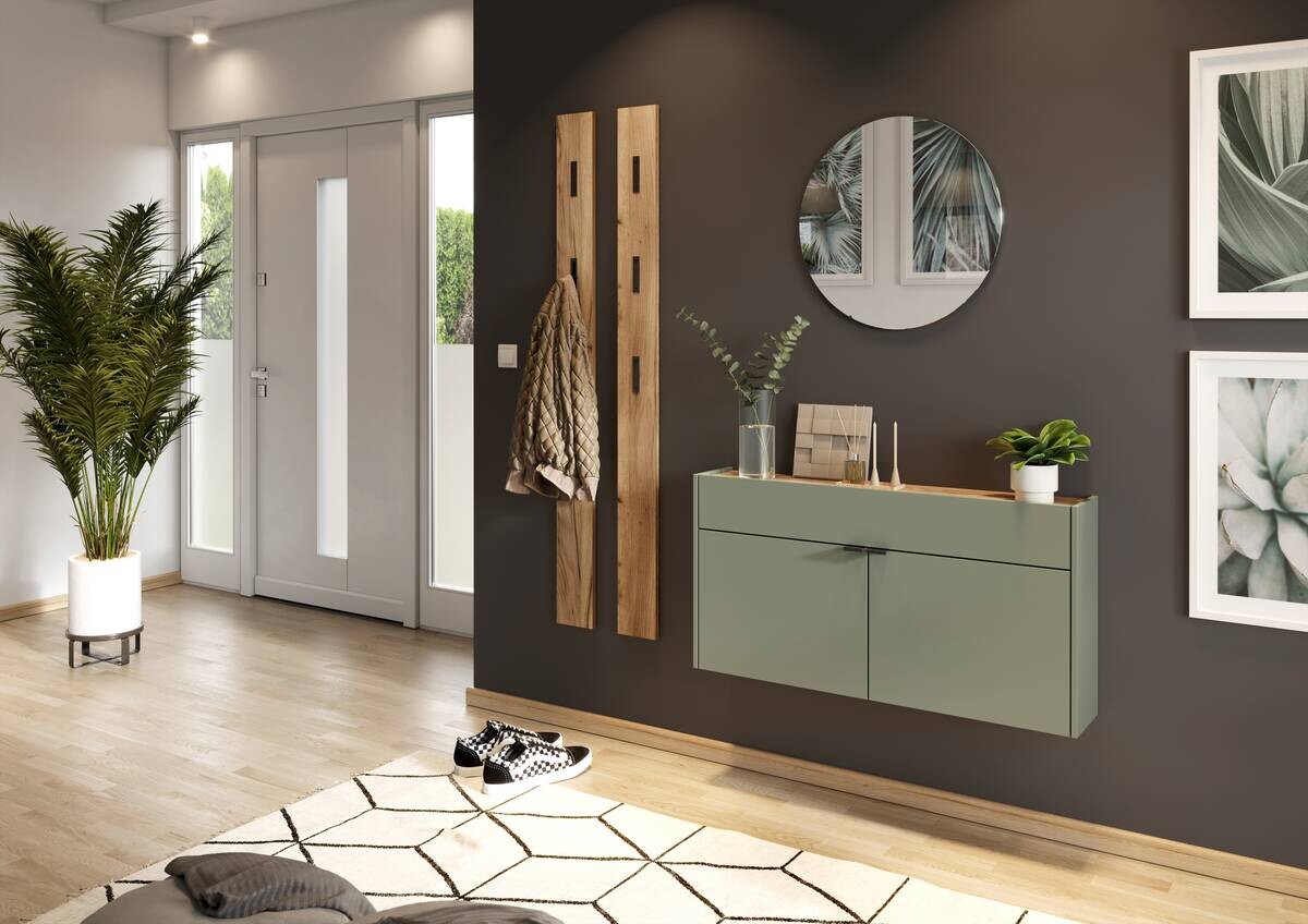 Mehrzweckschrank 1398-629 grün Eiche Navarra Nachbildung B/H/T: ca. 110x57x22 cm Mehrzweckschrank 1398-629 grün Eiche Navarra Nachbildung B/H/T: ca. 110x57x22 cm