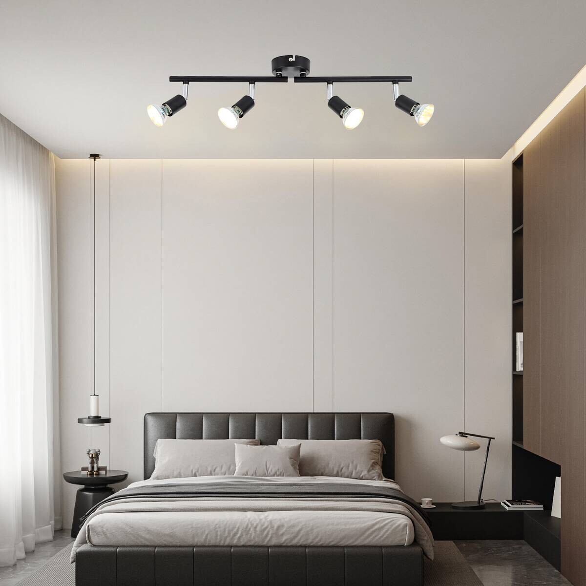 POCOline Spotbalken Boris schwarz B/H/L: ca. 50x8x10 cm 4 Brennstellen