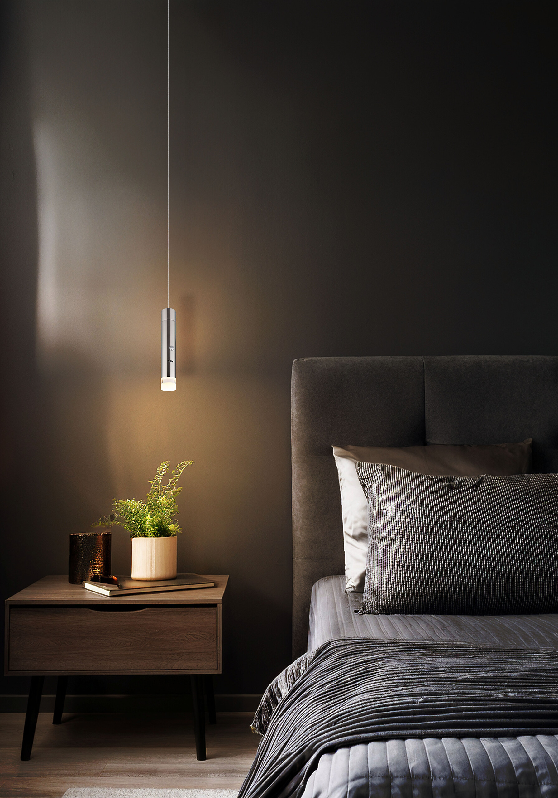 GLOBO LED-Hängeleuchte klar nickel matt Metall Acryl H/D: ca. 120x3,8 cm 1.0 Brennstellen