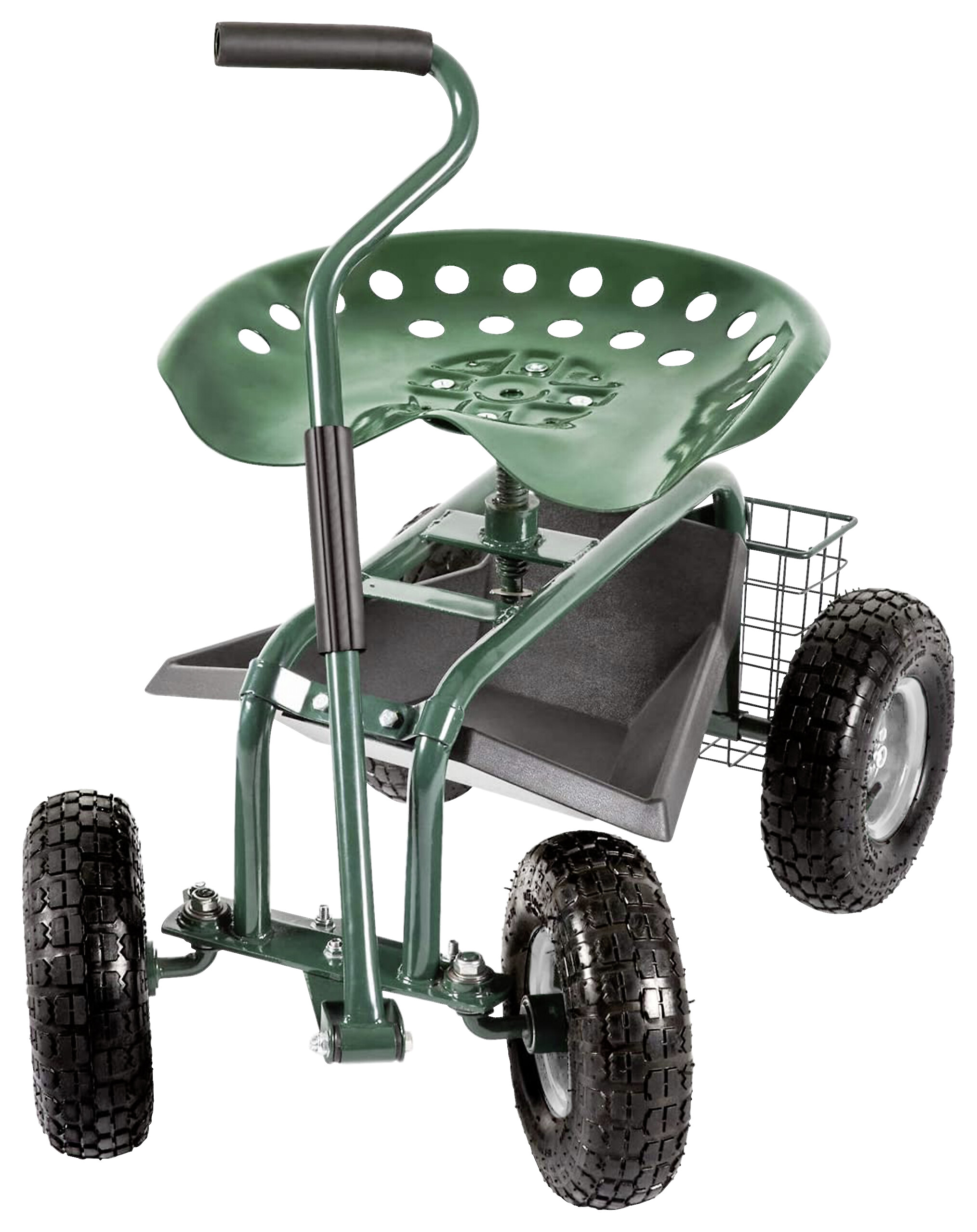 AXI Fahrbarer Gartensitz AG22 grün Metall B/H/T: ca. 53x98x112 cm