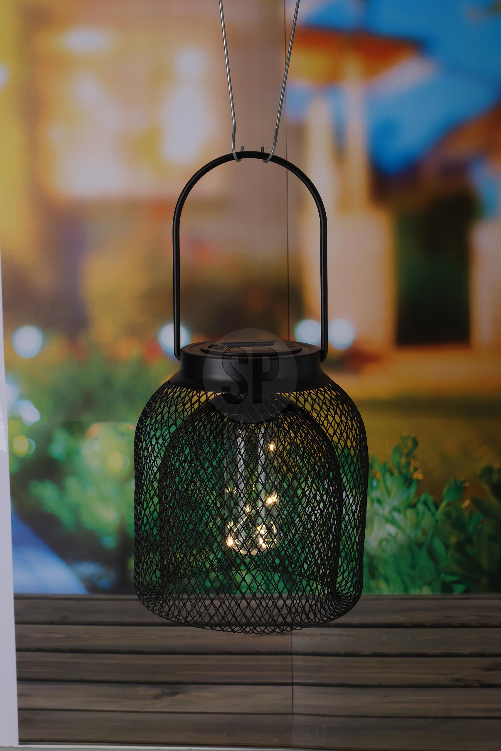 Solarlaterne schwarz Metall B/H/L: ca. 16,5x16,5x20,5 cm