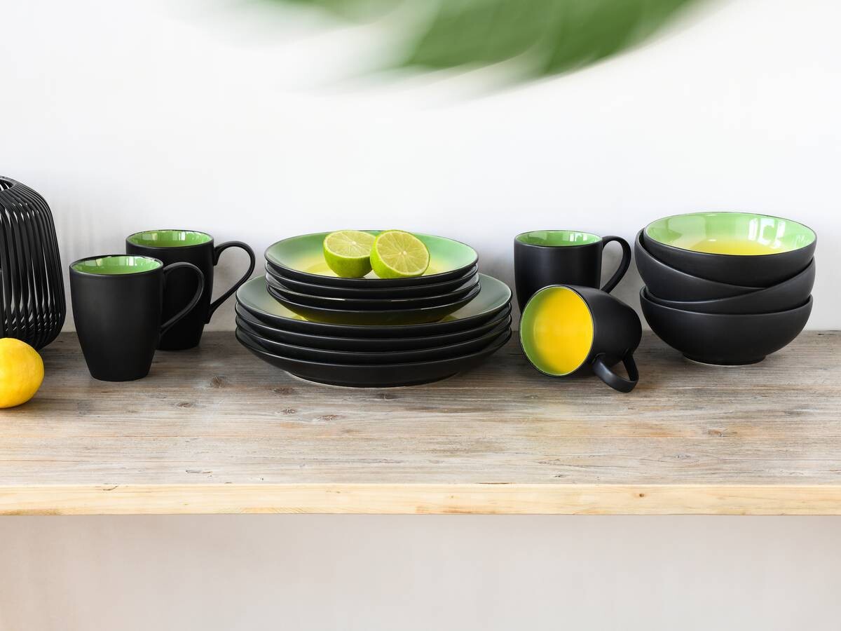 CreaTable Kombiservice HOT GREEN grün Steinzeug 16 tlg.