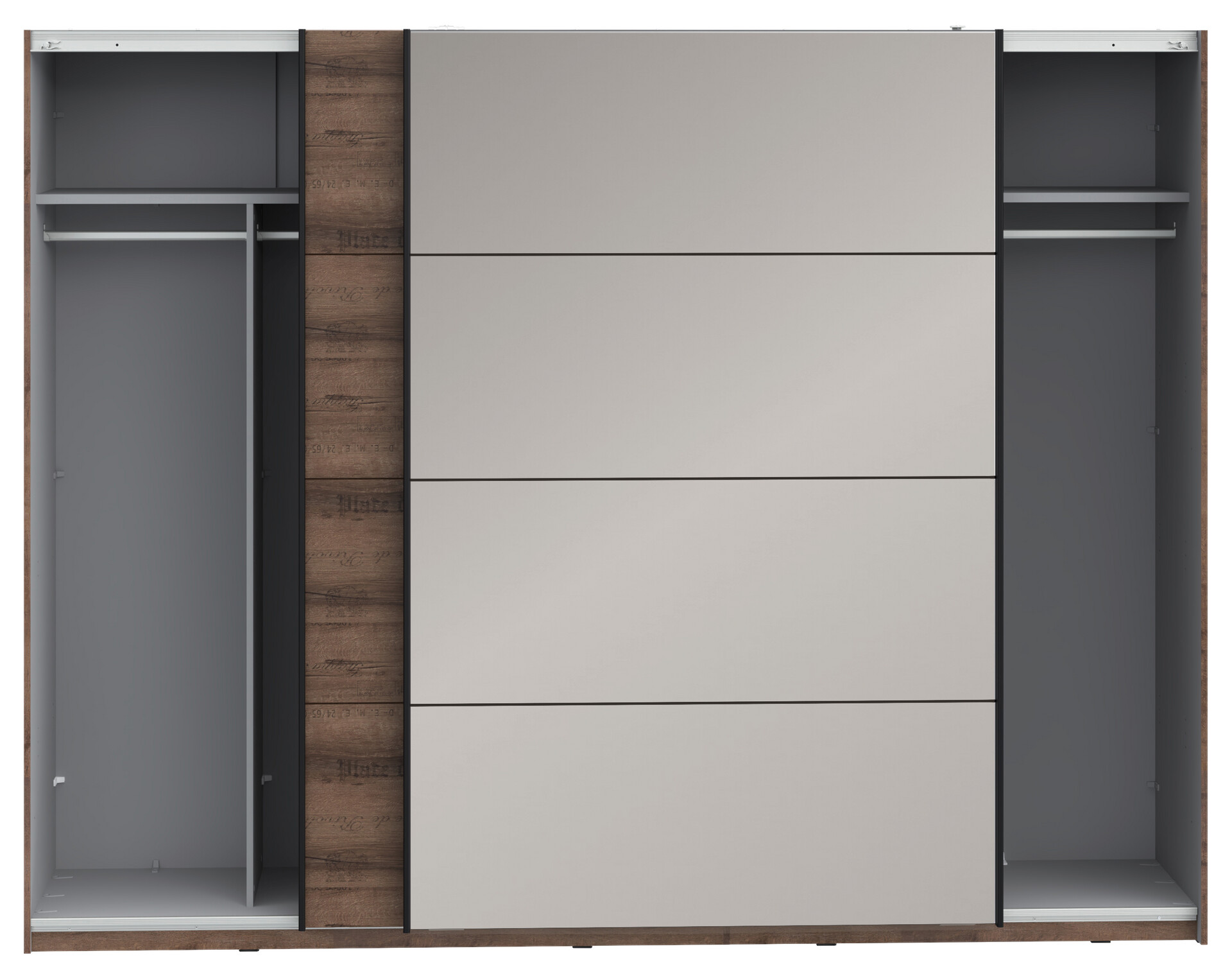 Schwebetürenschrank  schlamm Eiche Nachbildung B/H/T: ca. 269,9x209,7x61,2 cm