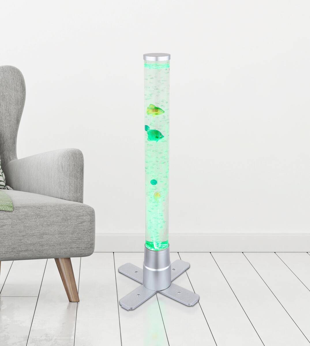 GLOBO LED-Stehleuchte silber Kunststoff B/H/T: ca. 24,6x61,1x24,6 cm