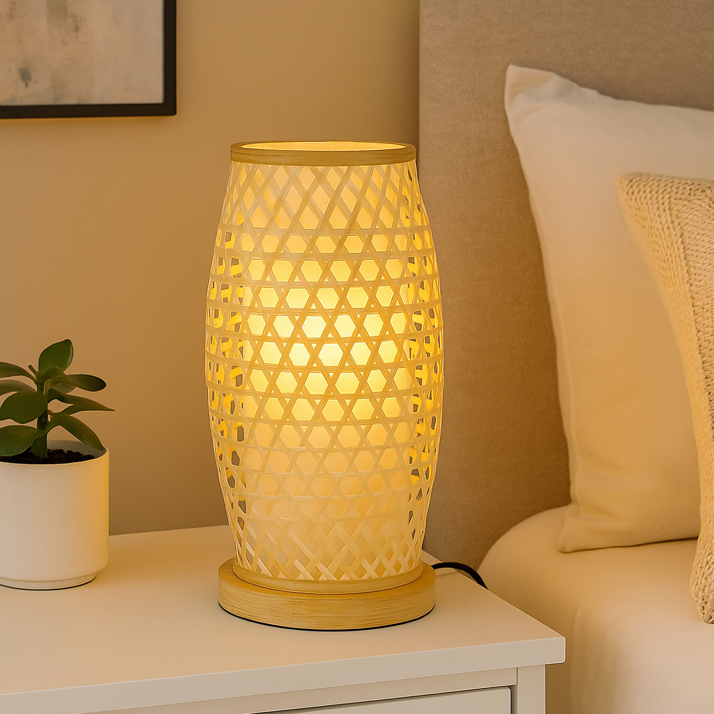 POCOline Bambus-Tischleuchte Amaya Bambus H/D: ca. 40x20 cm E27 1 Brennstellen