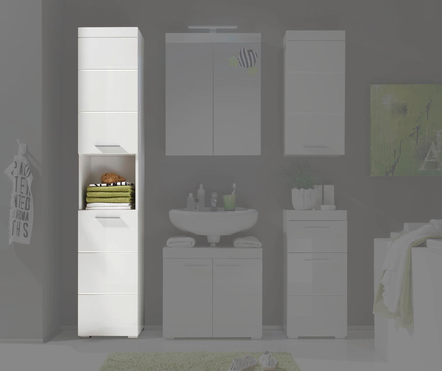 Badhochschrank Amanda weiß weiß Hochglanz B/H/T: ca. 37x190x31 cm
