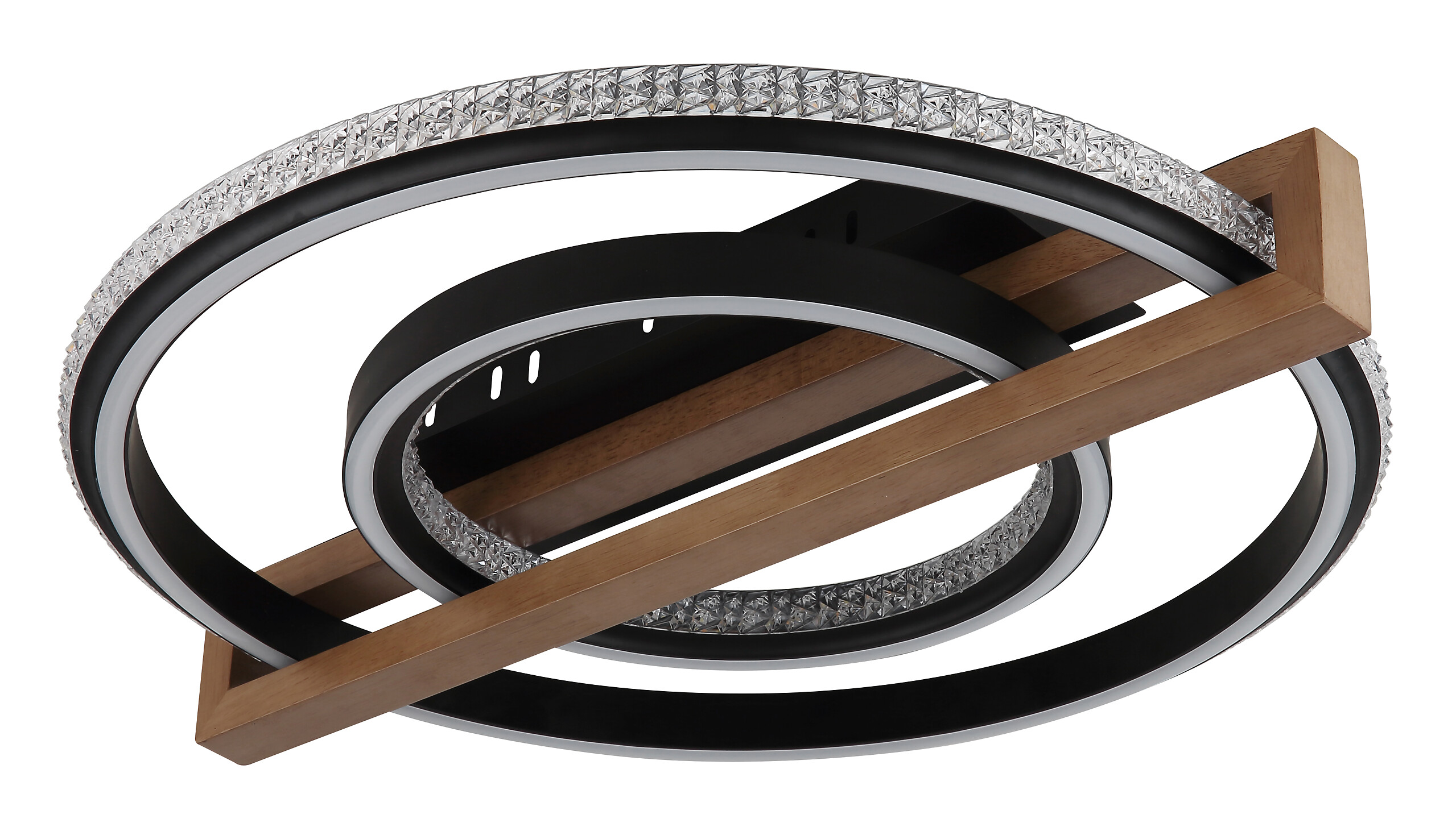 GLOBO LED-Deckenleuchte mattschwarz Opal dunkelbraun Metall Kunststoff Holz B/H/L: ca. 55x11,5x50 cm 1 Brennstellen