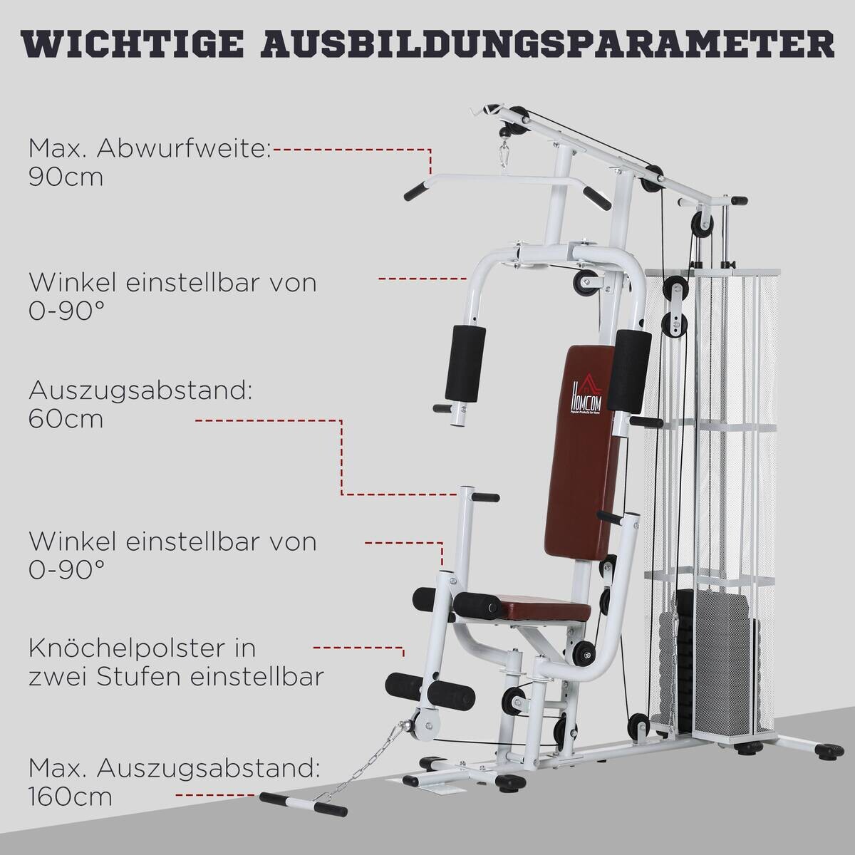 HOMCOM Kraftstation weiß Stahl B/H/L: ca. 110x210x150 cm