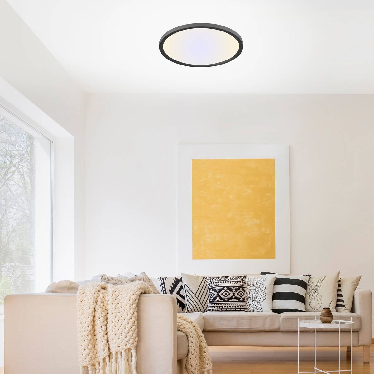 Just Light LED-Deckenpanel FLAT 15571-18 weiß schwarz Kunststoff Metall H/D: ca. 4,5x40 cm 1 Brennstellen