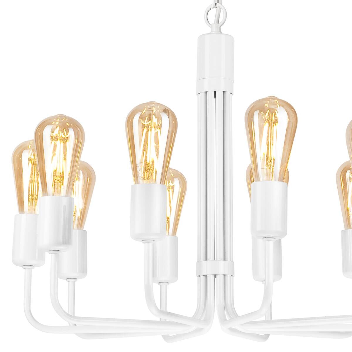 Lamkur Pendelleuchte weiß Stahl B/H/L: ca. 54x98x54 cm E27 10 Brennstellen