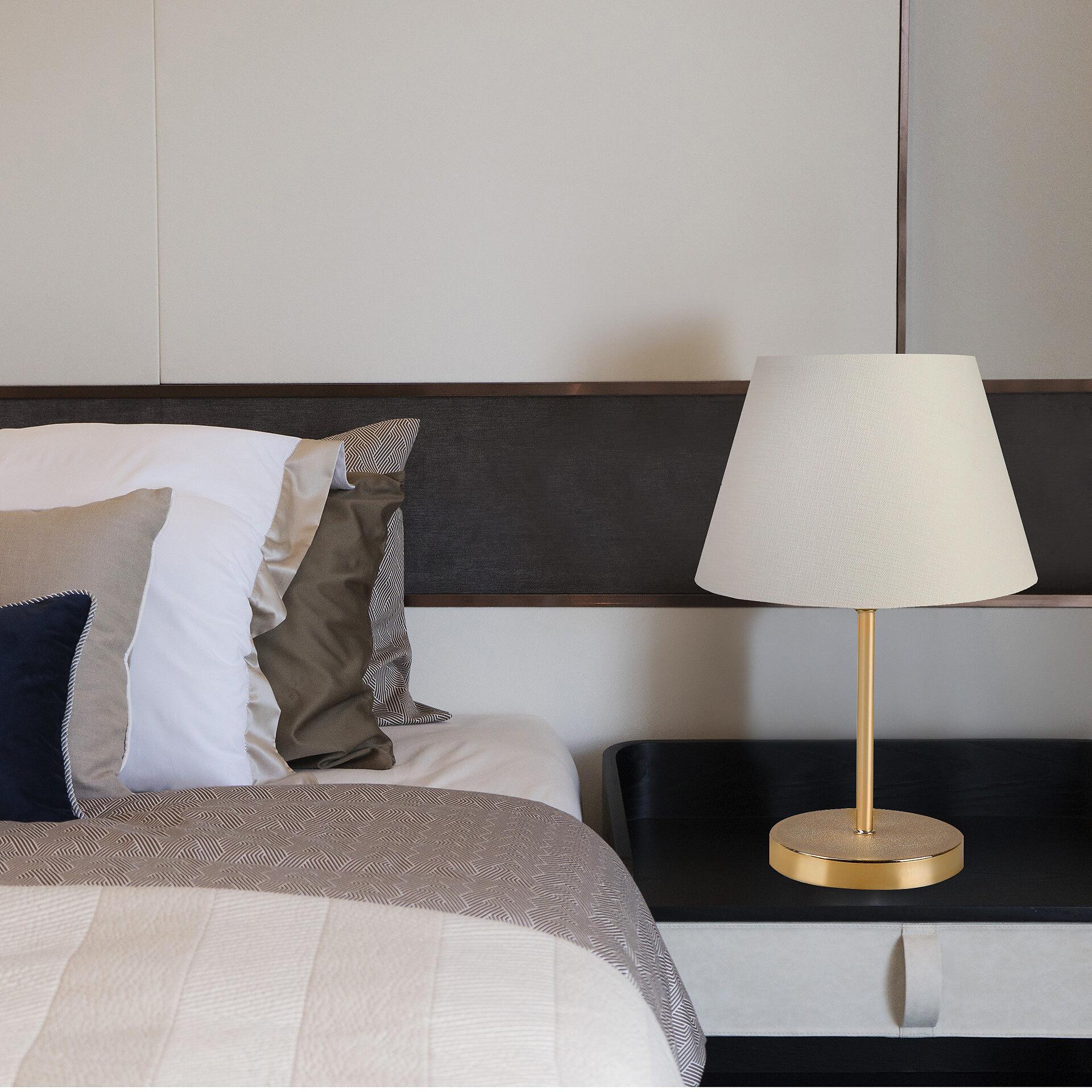 Opviq Tischleuchte creme Metall PVC B/H/L: ca. 22x37x22 cm E27 1 Brennstellen