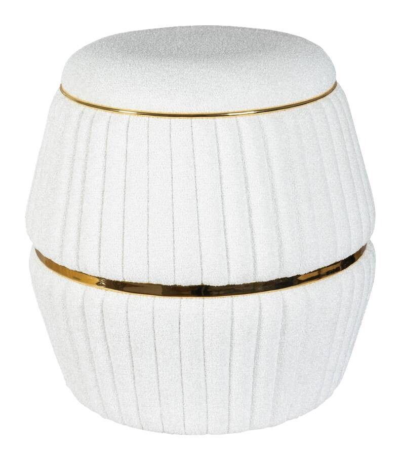 360 Living Hocker Doric 210 weiß gold H/D: ca. 53x51,5 cm