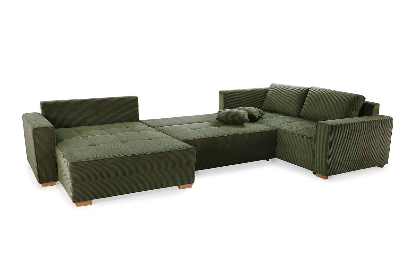 Wohnlandschaft grün Microfaser B/H/T: ca. 379x86x227 cm