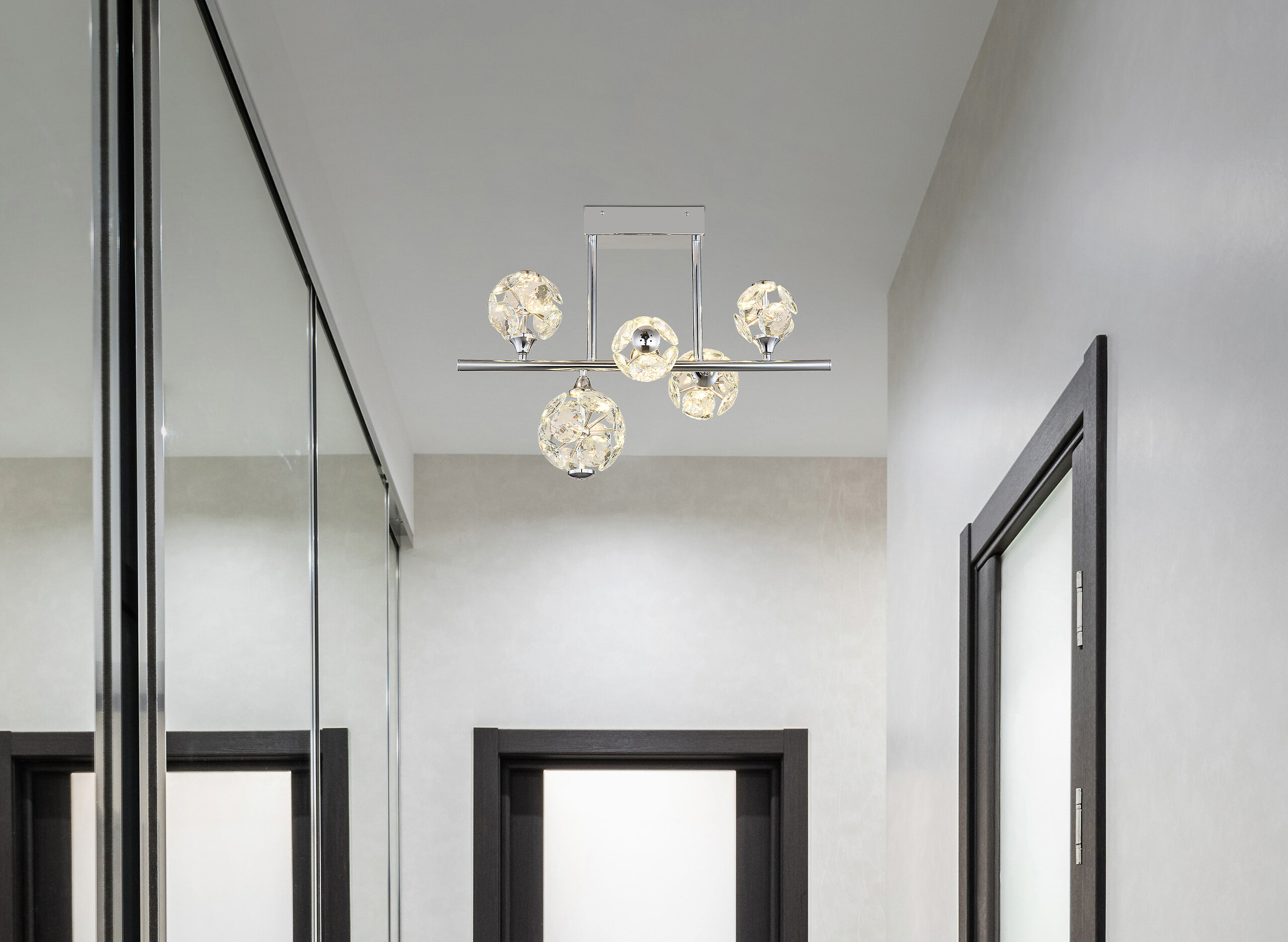 GLOBO Deckenleuchte klar Chrom Metall B/H/T/L: ca. 30x46x61x61 cm 1 Brennstellen