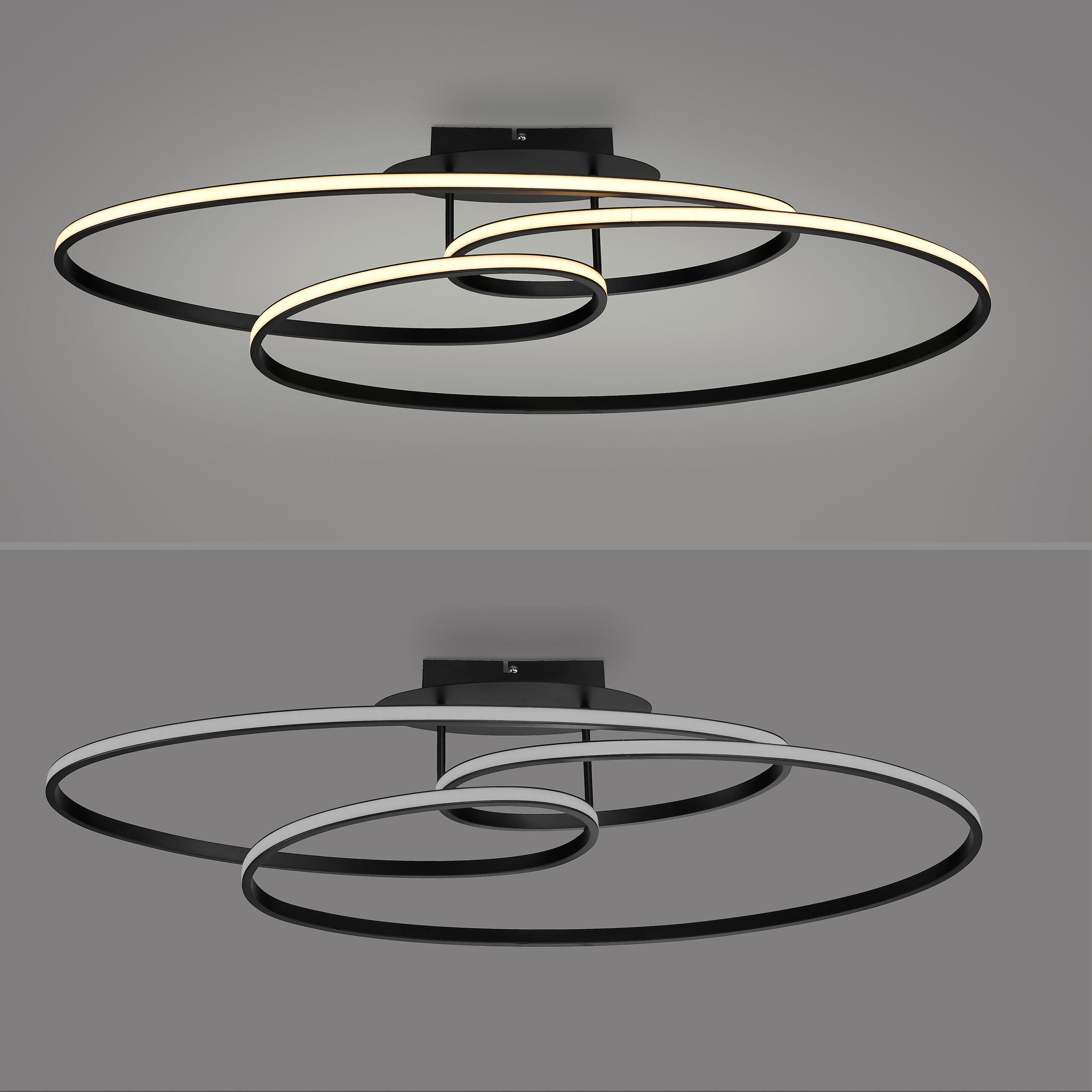 Just Light LED-Deckenleuchte Lumaca schwarz B/H/L: ca. 30,5x22,5x81 cm