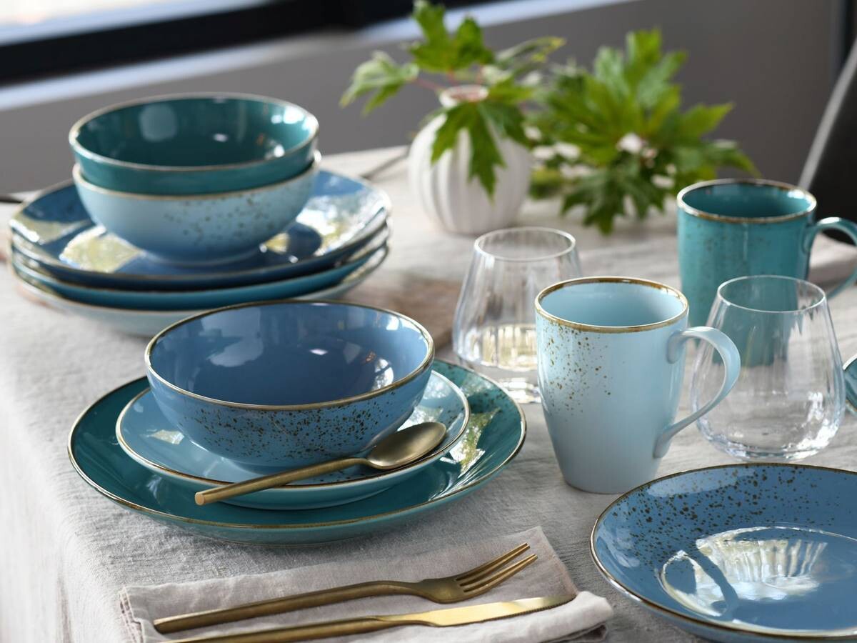 CreaTable Kombiservice Nature Collection Aqua blau Keramik 16 tlg.
