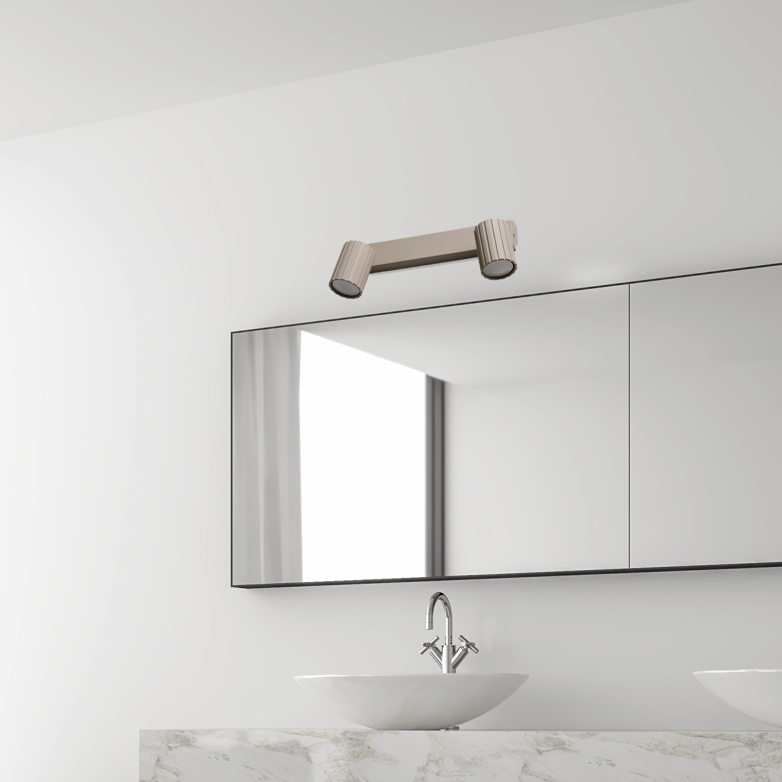 Lamkur Strahler Prisma beige Stahl B/H/L: ca. 6,5x16,5x30 cm 2 Brennstellen