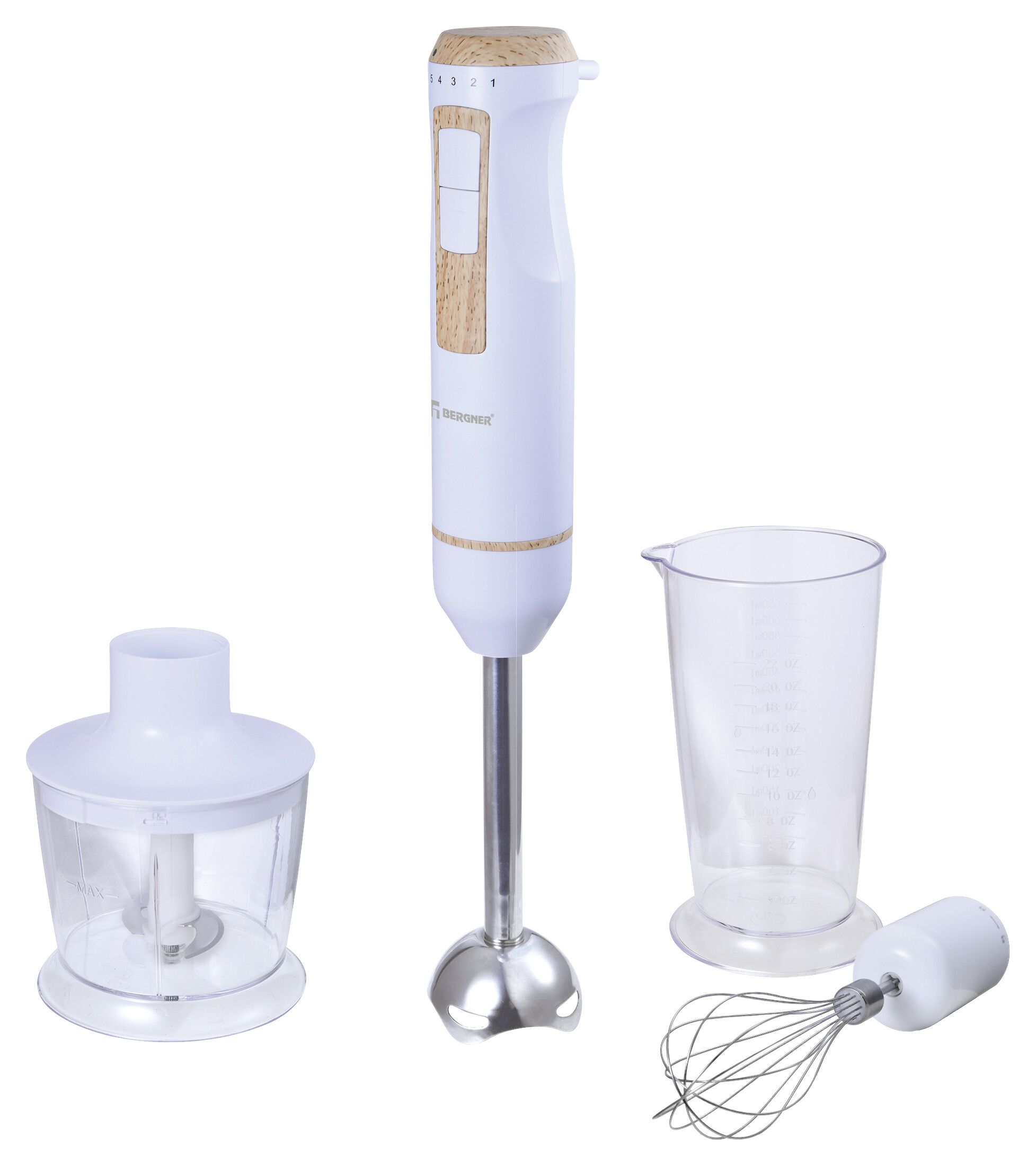 BERGNER Stabmixer weiß Edelstahl B/H/L: ca. 14x24,5x24 cm BERGNER Stabmixer weiß Edelstahl B/H/L: ca. 14x24,5x24 cm
