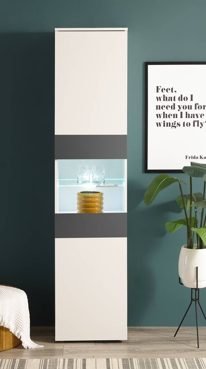 Vitrine Alex weiß Graphit B/H/T: ca. 45x195x37 cm