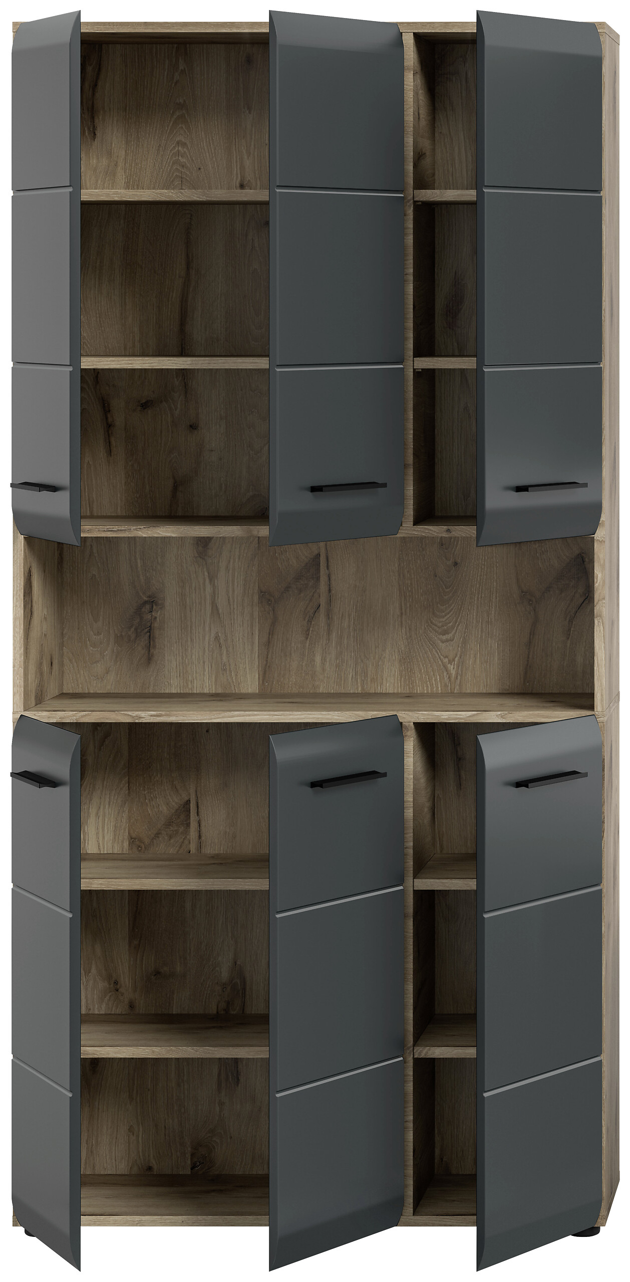 Mehrzweckschrank Ice Nox Oak Nachbildung schwarz matt B/H/T: ca. 90x185x30 cm